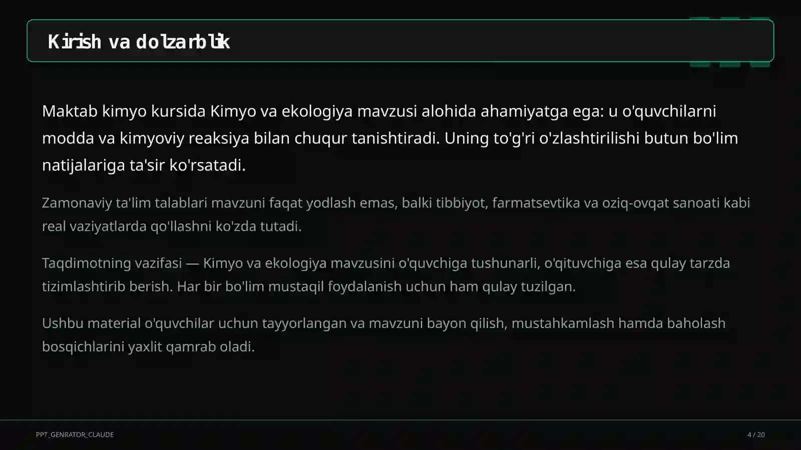 Kimyo va ekologiya (11-sinf) 2