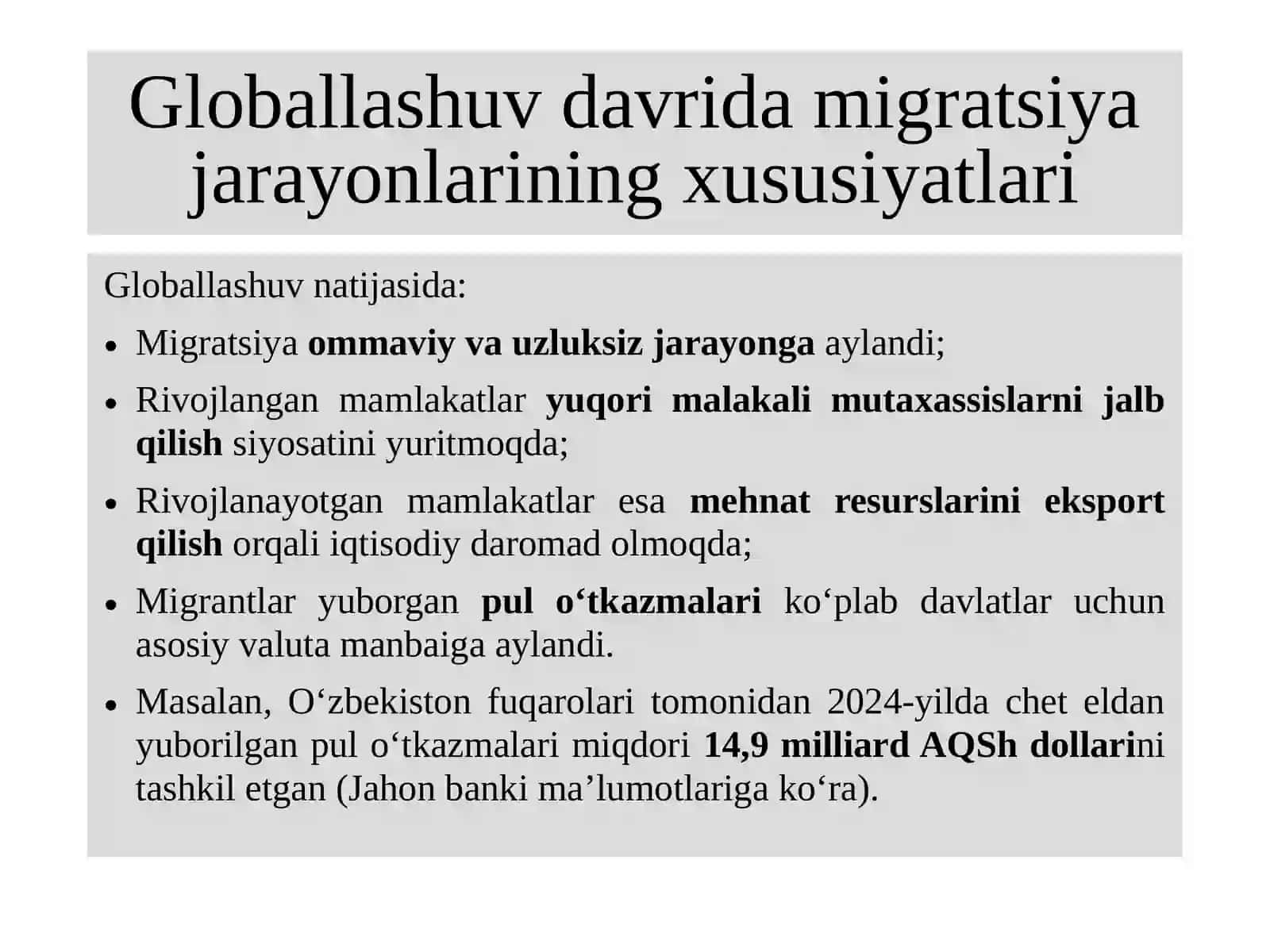 Globallashuv sharoitida ishchi kuchi bozori va migrasiyasi muammolari 4