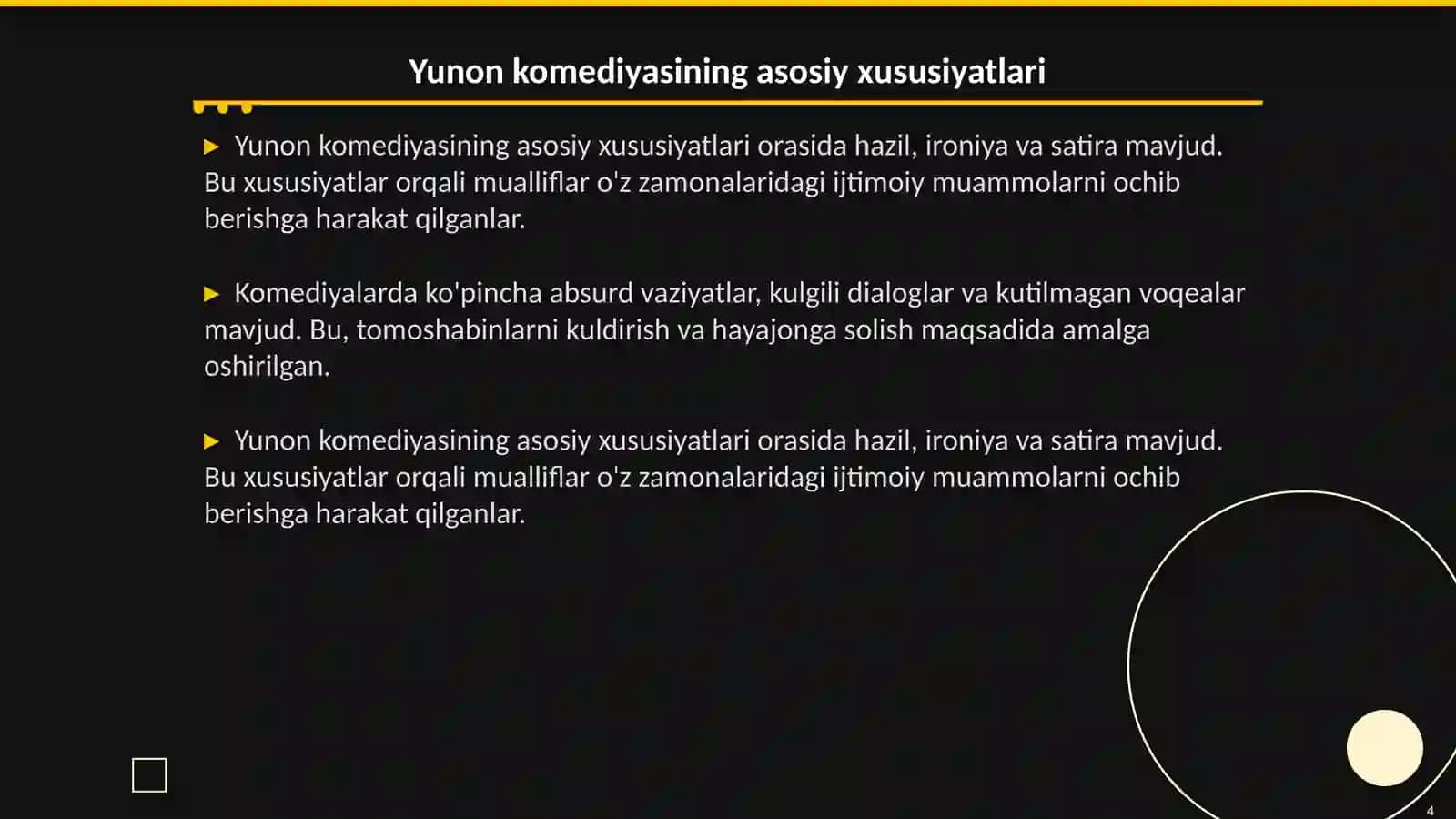 Yunon komediyasi:komediya va komizm masalasi 4