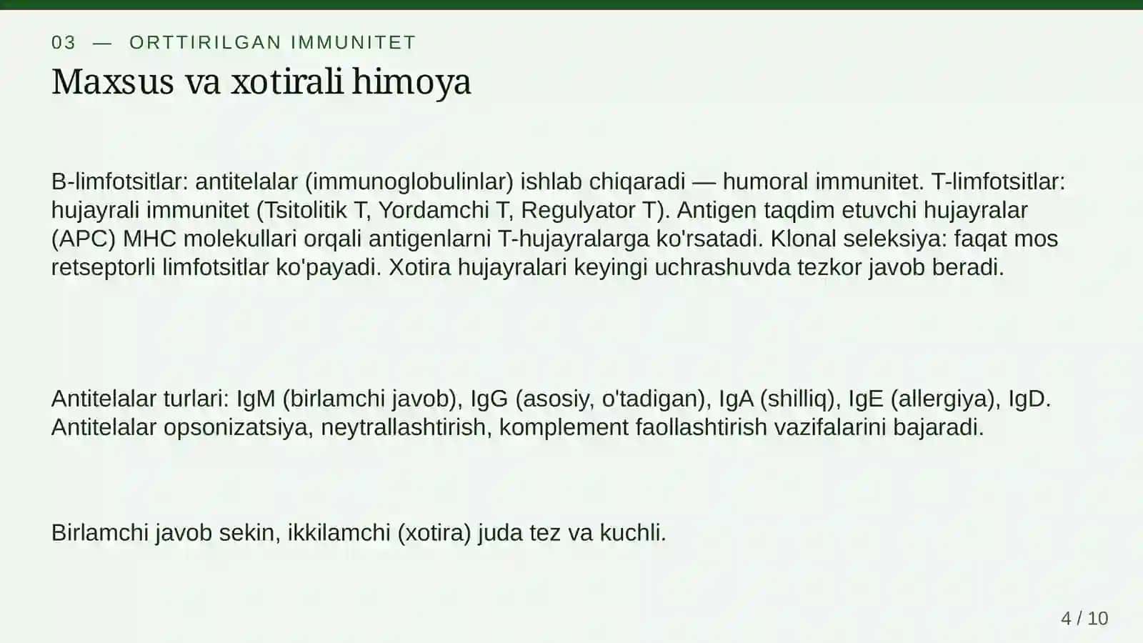 Immunitet va inson organizmining himoya mexanizmlari 4