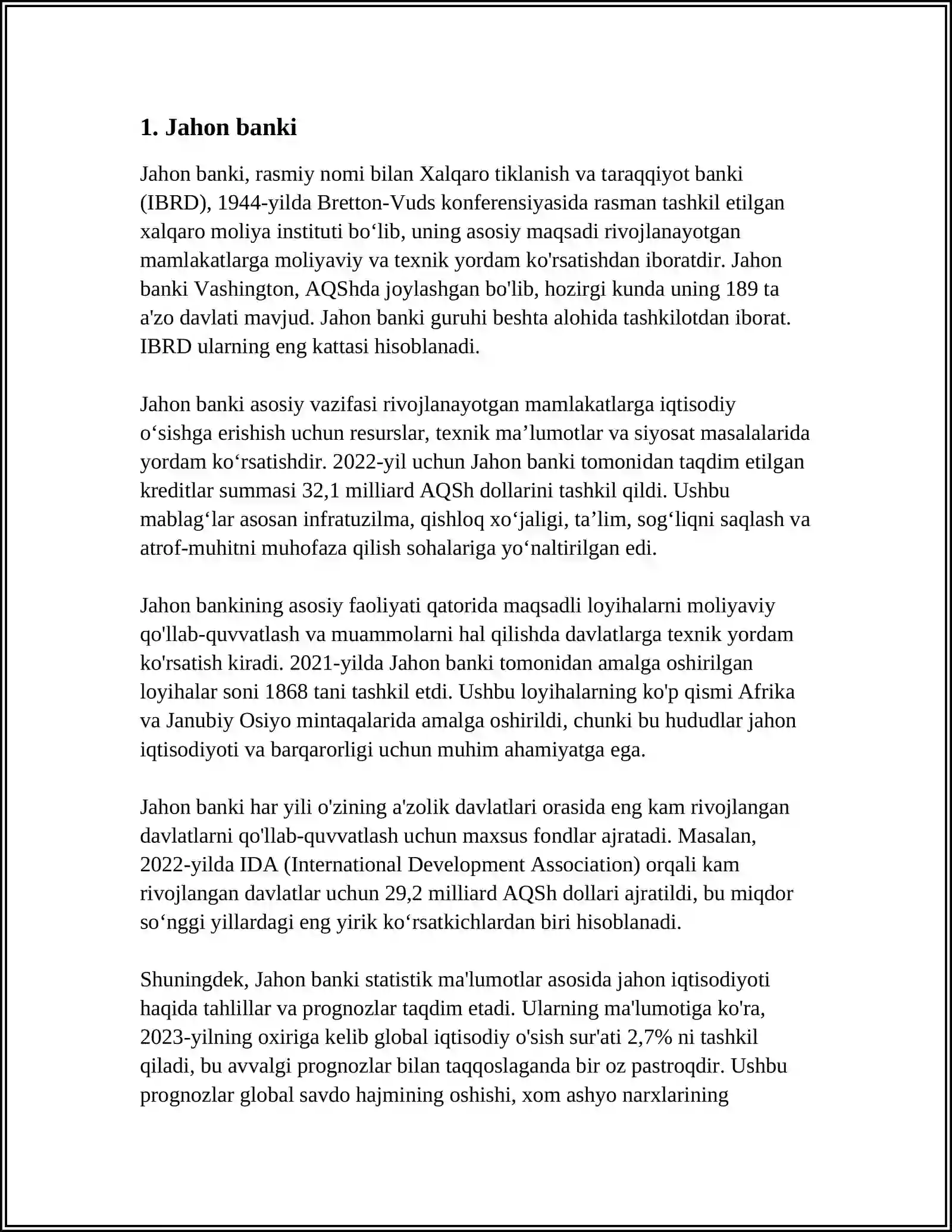 JAHON IQTISODIYOTIDAGI HALQARO IQTISODIY TASHKILOTLAR 4