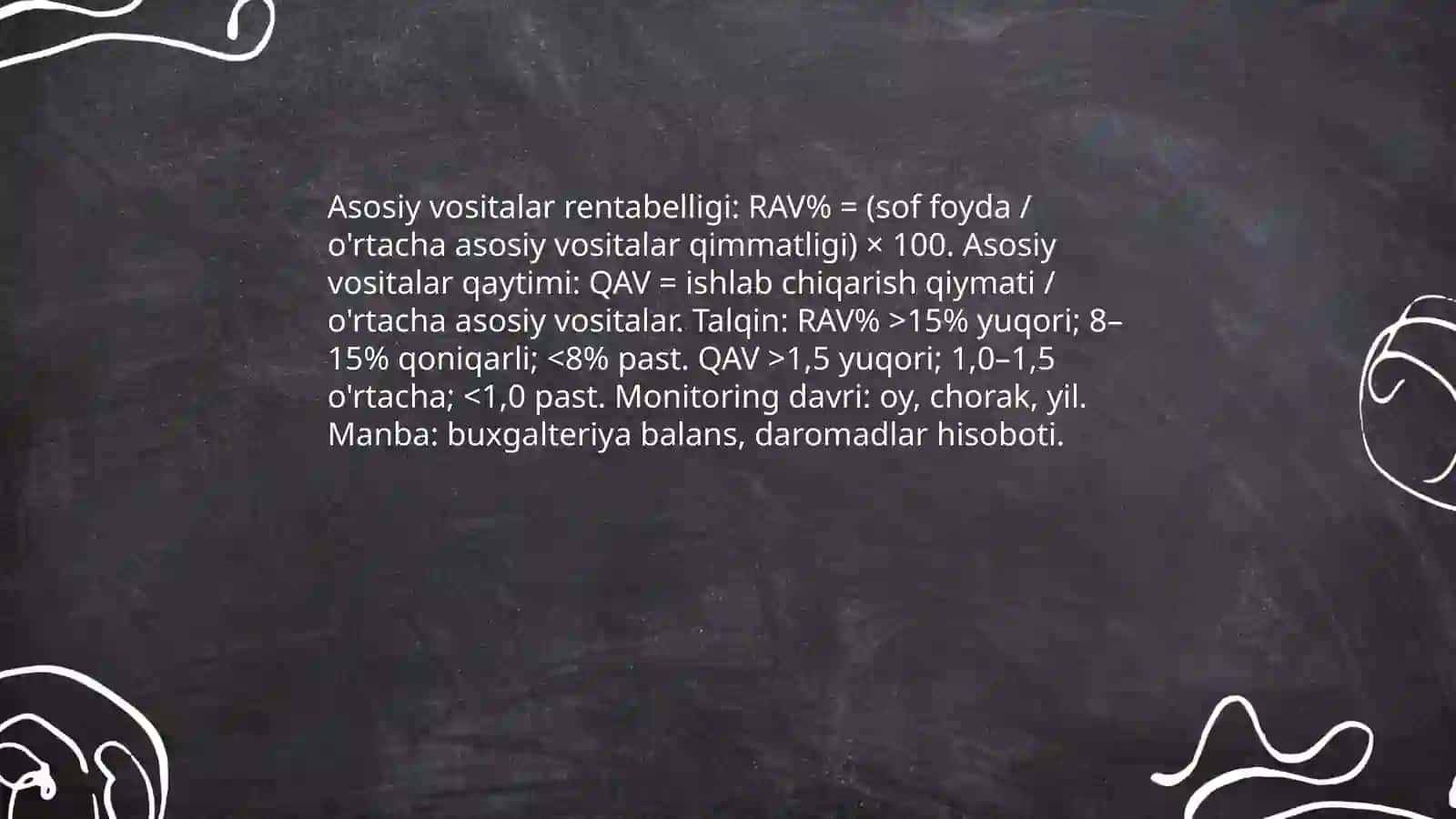 Asosiy vositalardan foydalanishning samaradorlik darajasini tahlili 4