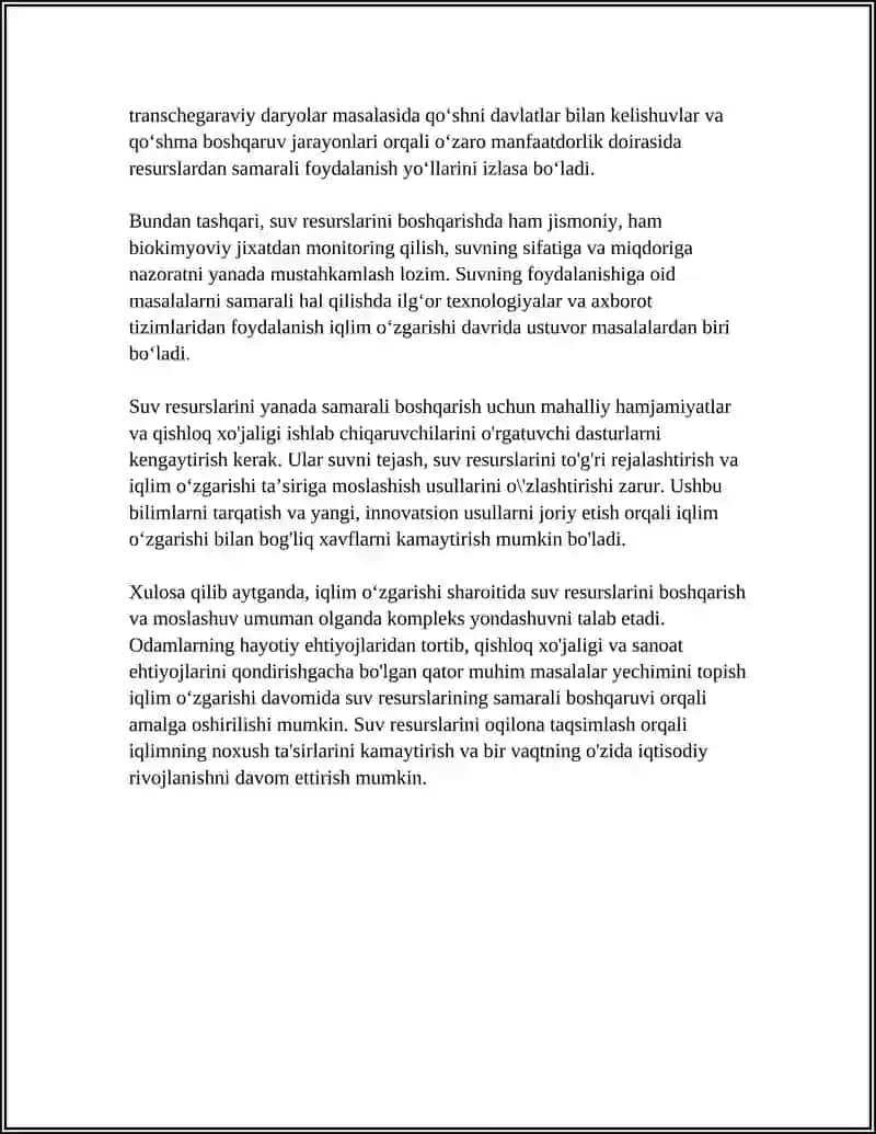 IQLIM OʻZGARISHUVIGA MOSLASHUV 4