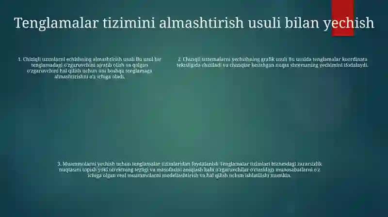 Ikki Noma' Lumli Ikkita Chiziqli Tenglamalar Sistemasi 4