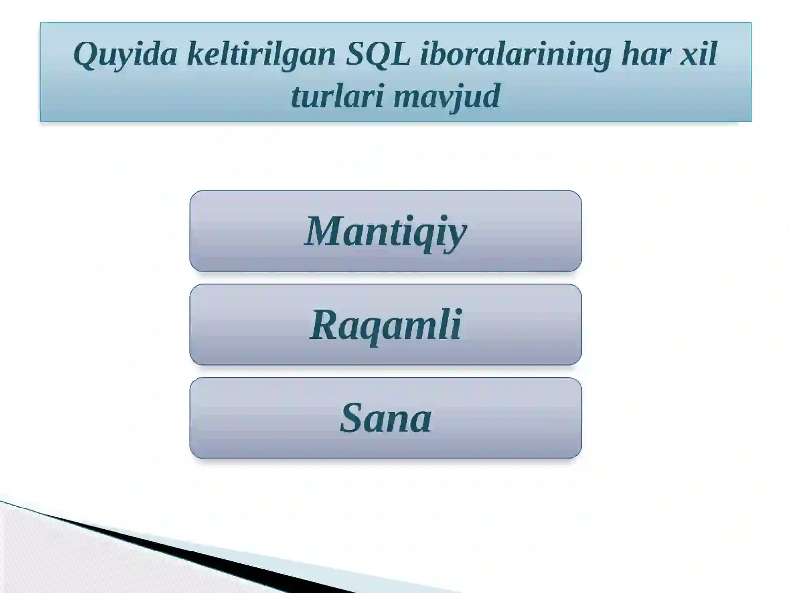 Sql serverda ifodalar va uning vazifalari 4