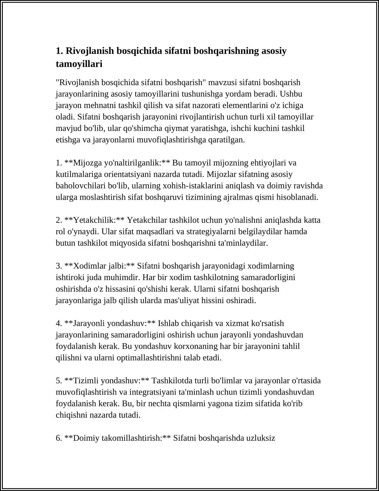 RIVOJLANISH BOSQICHIDA SIFATNI BOSHQARISH 4