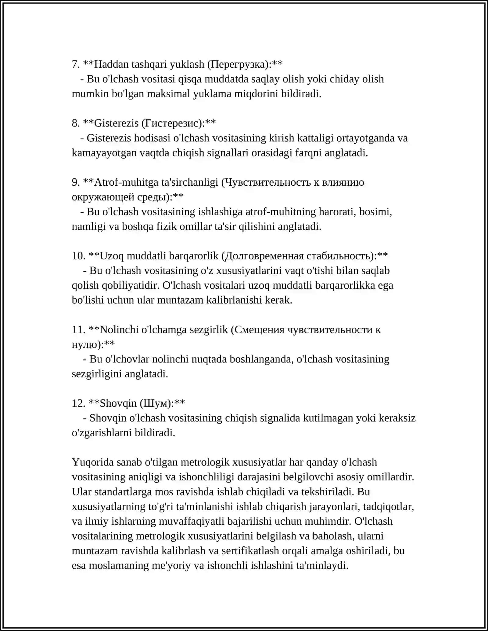 O‘LCHASH VOSITALARINING METROLOGIK XUSUSIYATLARI O'RGANISH 4