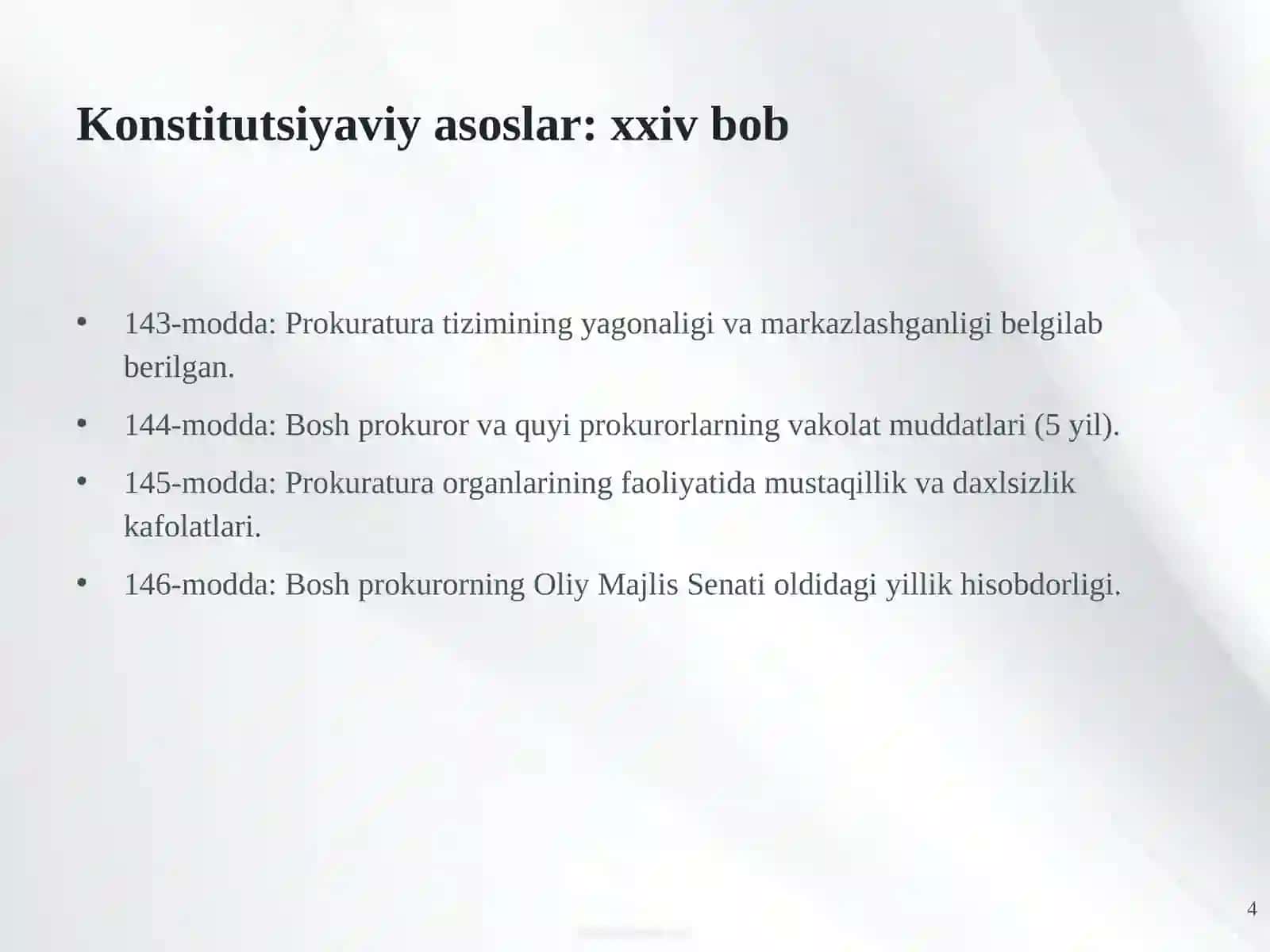 O‘zbekiston Respublikasi prokuratura organlarining konstitutsiyaviy maqomi Germaniya tajribasi bilan qiyosiy tahlil 4