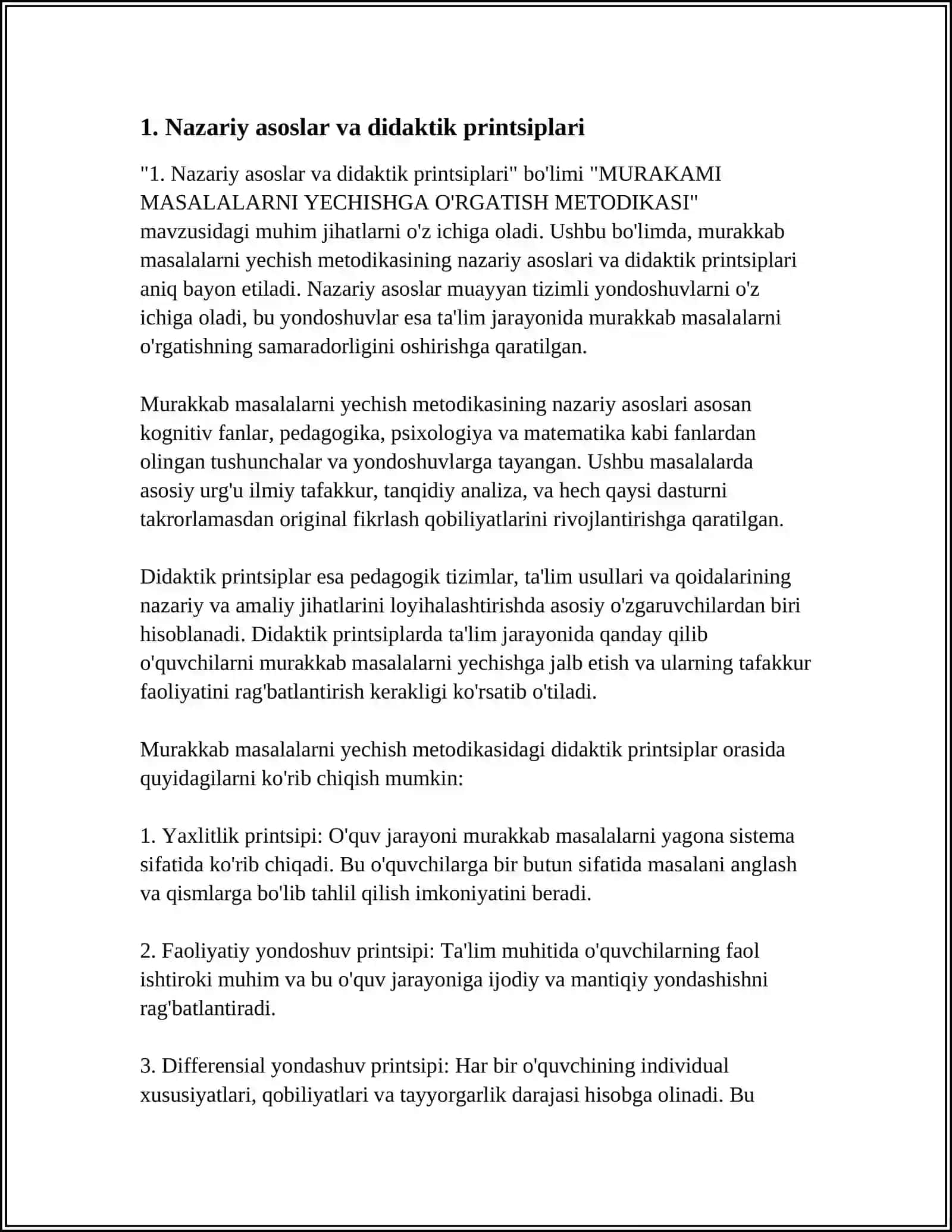 MURAKAMI MASALALARNI YECHISHGA O'RGATISH METODIKASI 4