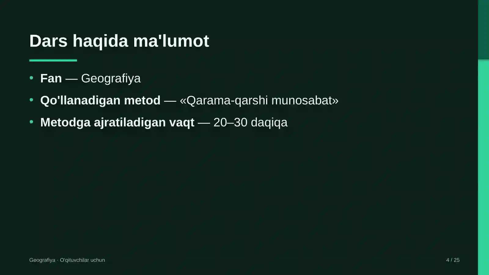 geografiya darslarida qarama qarshi munosabat metodidan foydalanish 2385 4