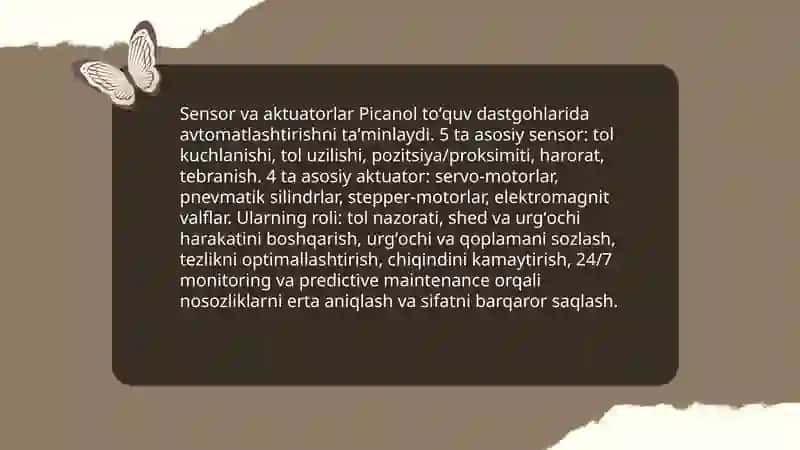 Picanol toʻquv dastgohlarida avtomatlashtirish darajasi 4