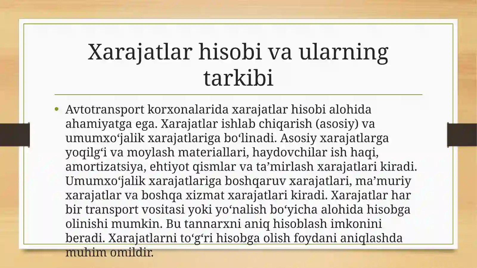 Avtotransport korxonaslarida buxgalteriya hisobi 4