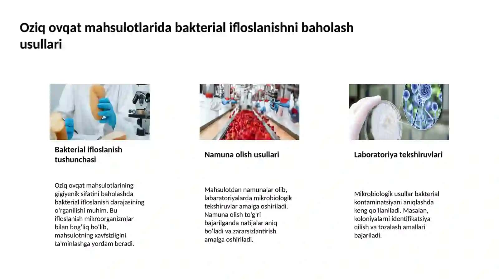 Oziq ovqat mahsulotlariga sanitar bakteriologik baho berish va tahlil qilish 4