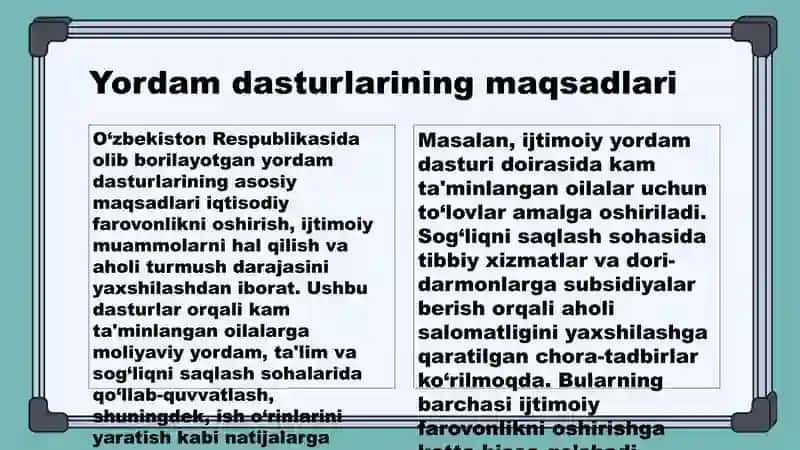 Ijtimoiy xizmatlar va yordam dasturlari 4