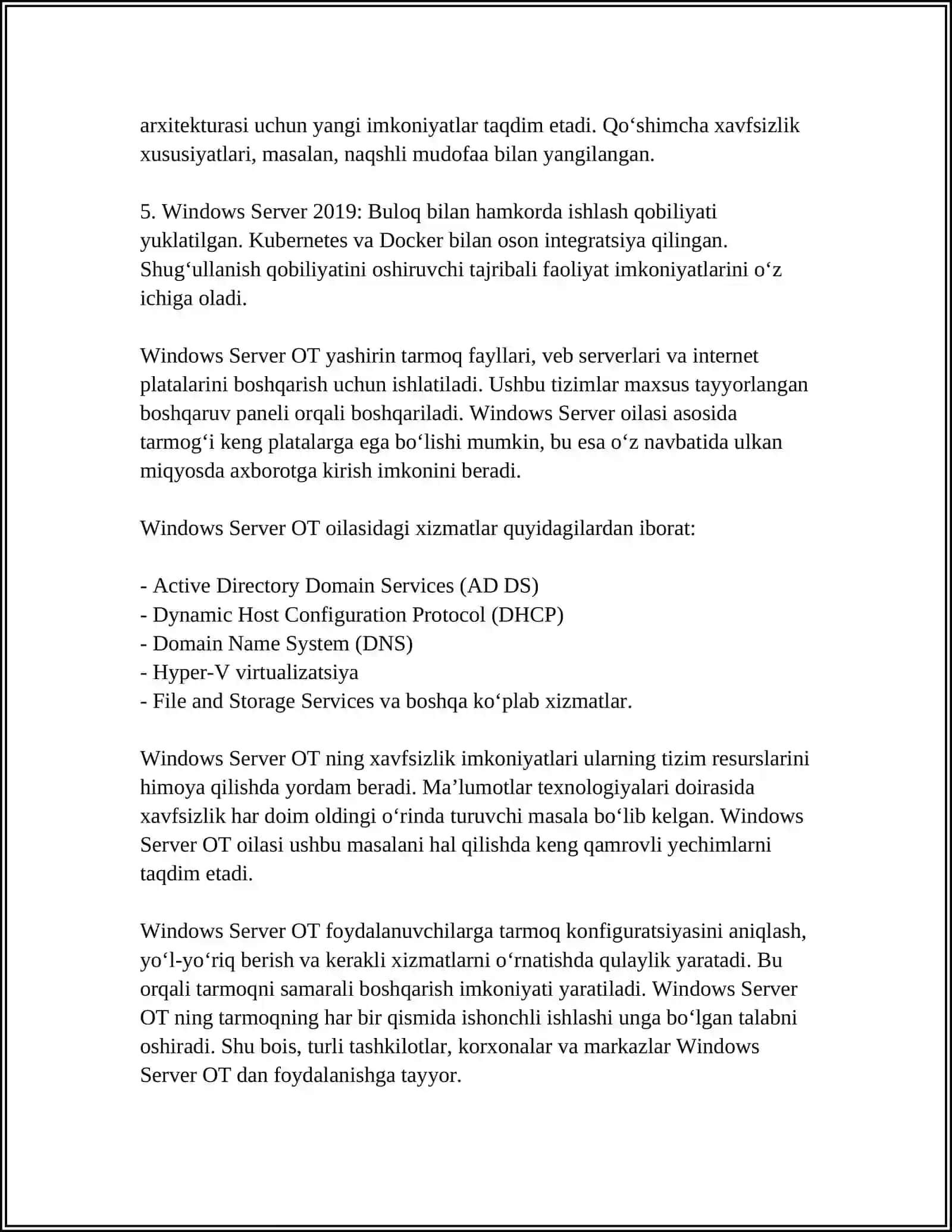 Tarmoq operatsion tizimlari (Windows Server OT oilasi misolida) 4