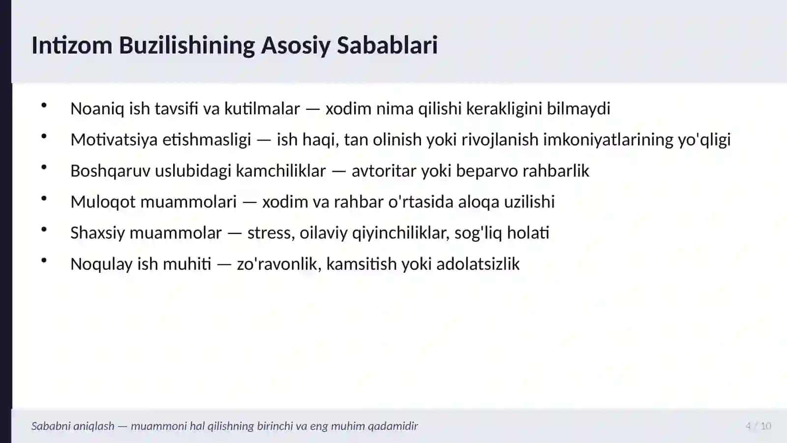 Mehnat Intizomi va Nizolarni Hal Qilish 4