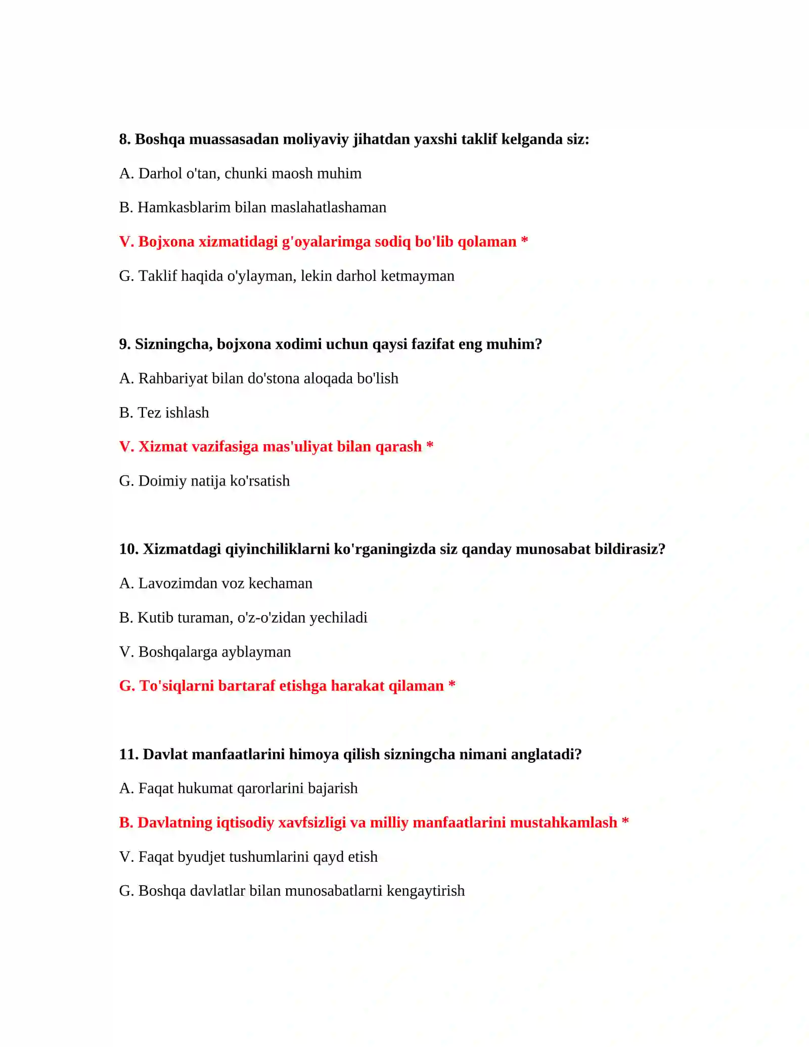 Bojxona psixologik savollari 2026 4
