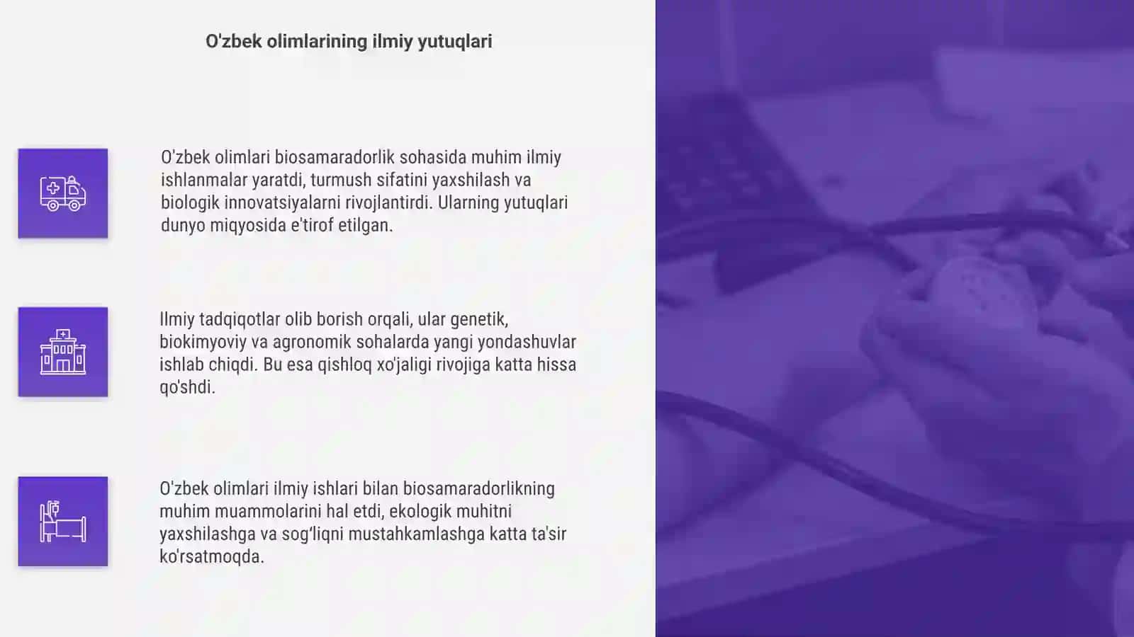 Biosamaradorlik bo‘yicha ishlagan o‘zbek olimlarining ilmiy ishlari haqida 4