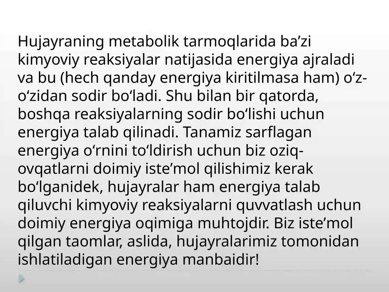 Metabolizm jarayoni 4
