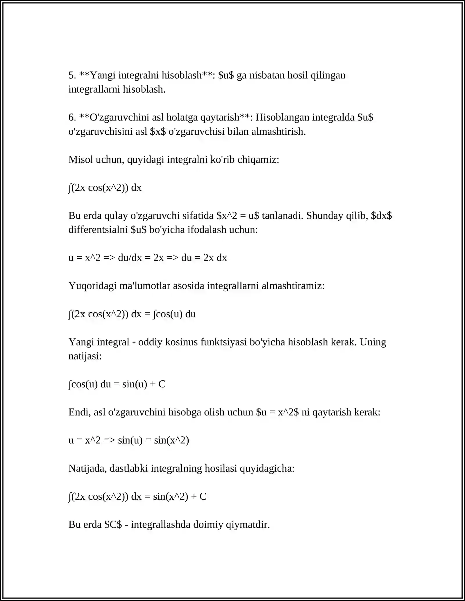 INTEGRALLASH USULLARI 4