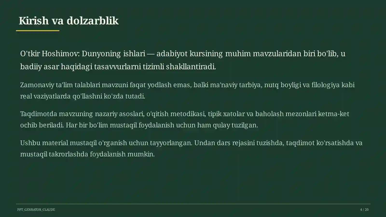 O'tkir Hoshimov: Dunyoning ishlari (7-sinf) 4