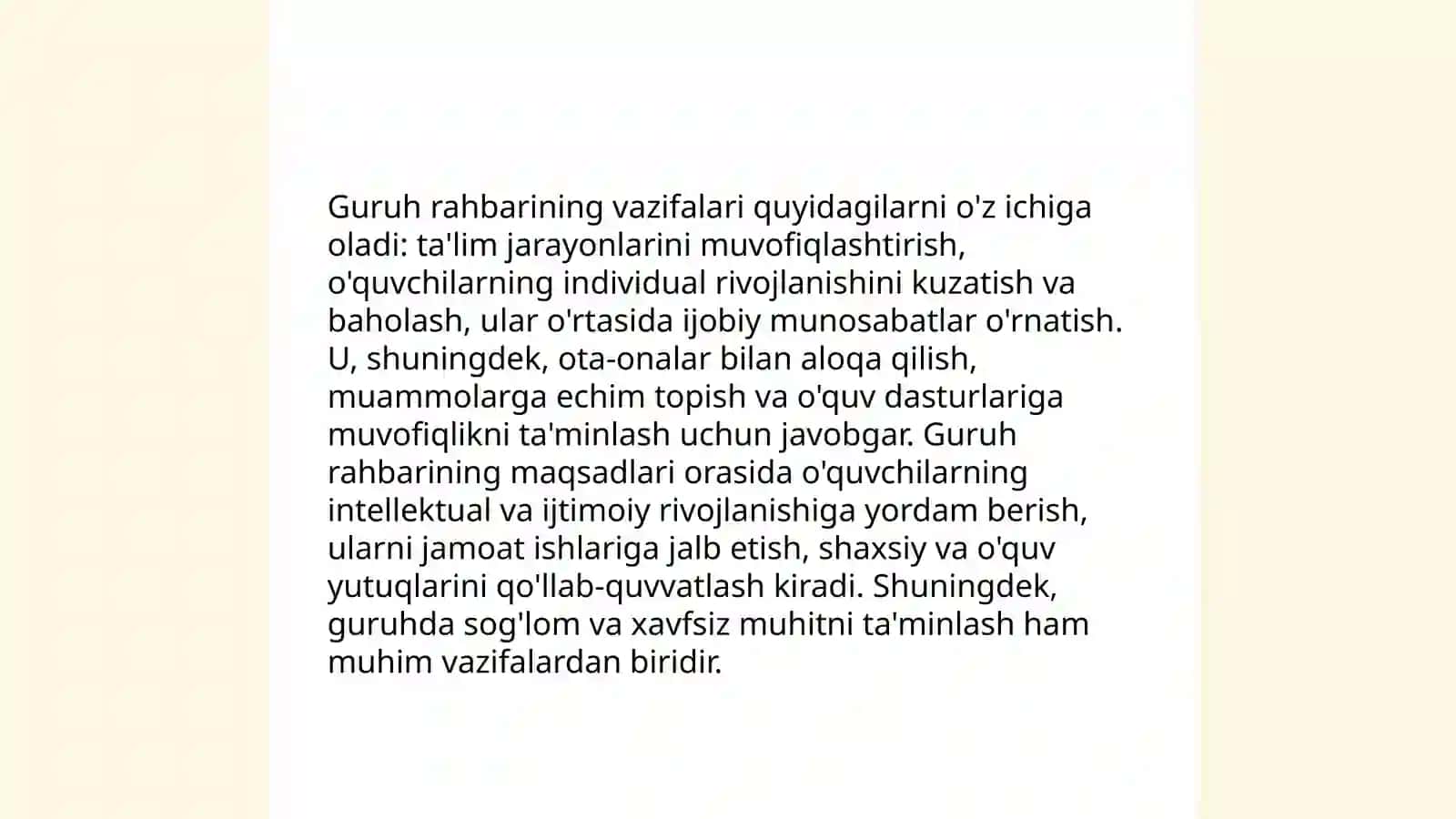 Jamoaning shaxs tarbiyasiga taʼsiri. Guruh rahbarining tarbiyaviy ishi Sayfiddinova Barchinoy 4