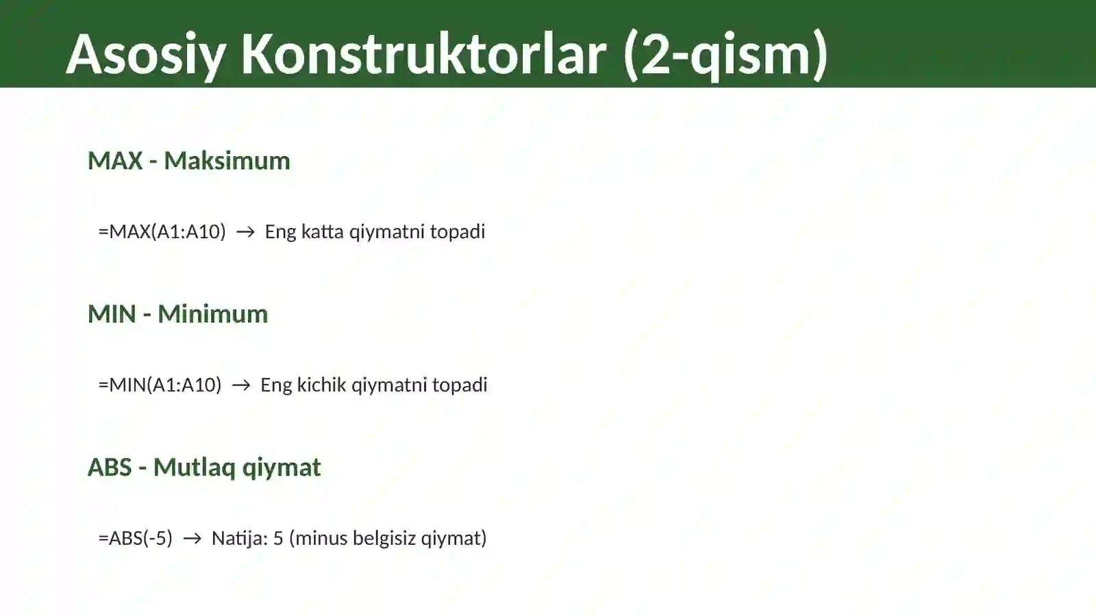 EXCELDA KONSTRUKTORLAR 4