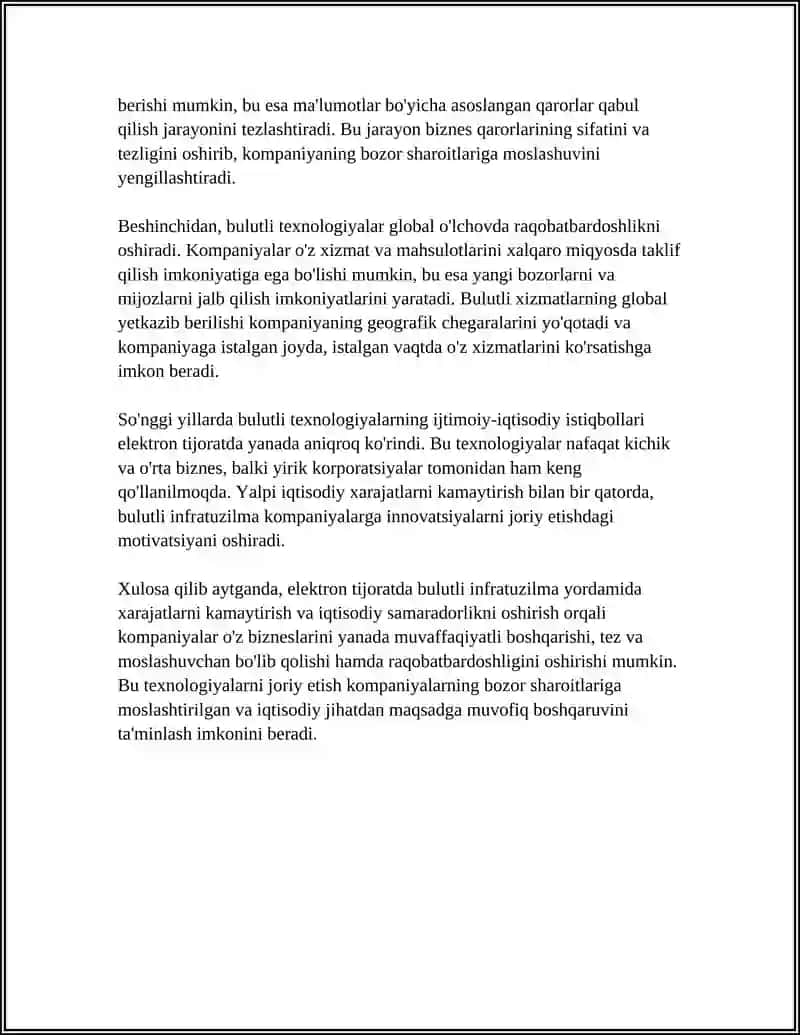 ELEKTRON TIJORATDA BULUTLI TEXNOLOGIYALARNI IQTISODIY ISTIQBOLLARI 4