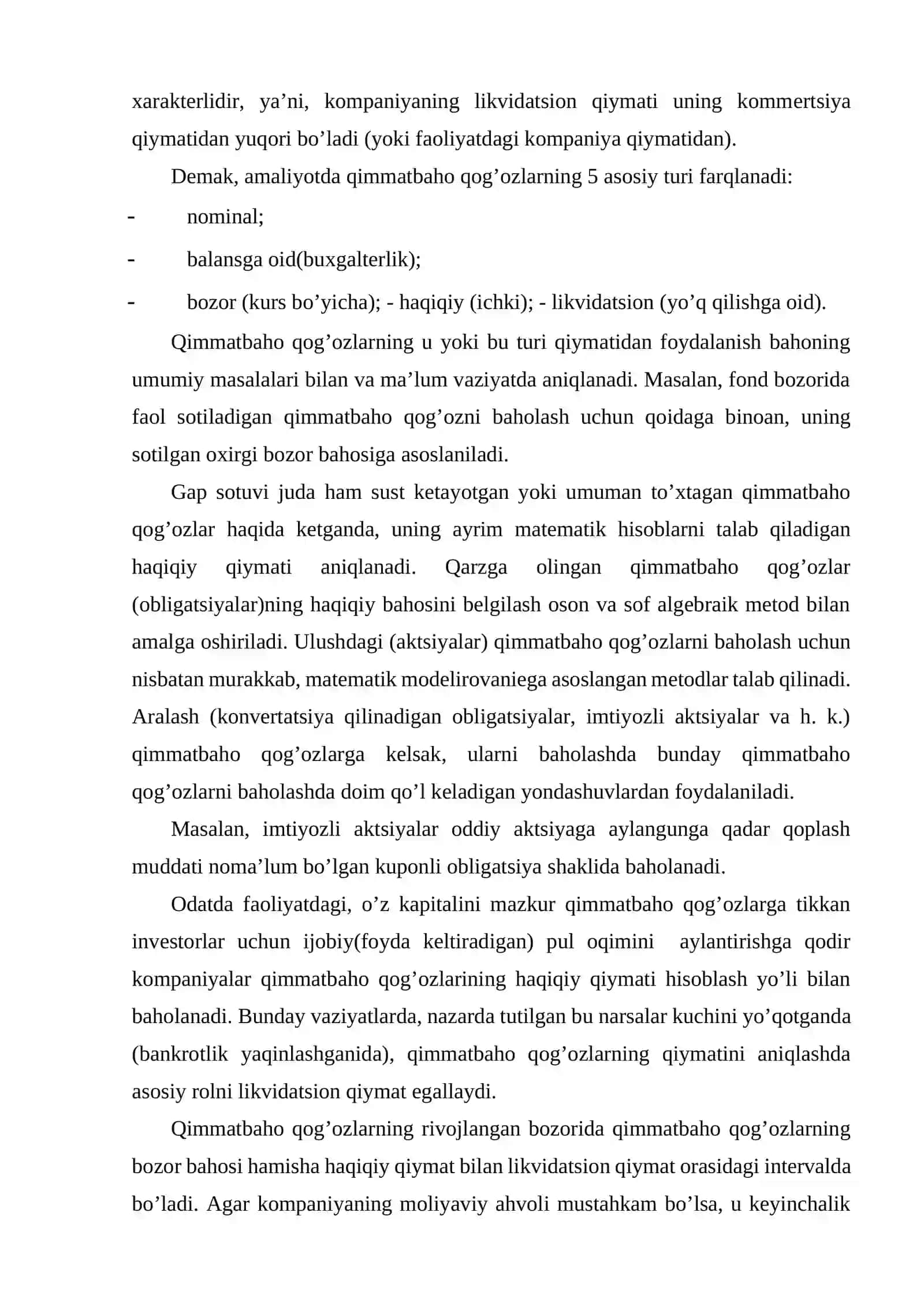 Qimmatbaho qog’ozlar qiymatini baholash 4