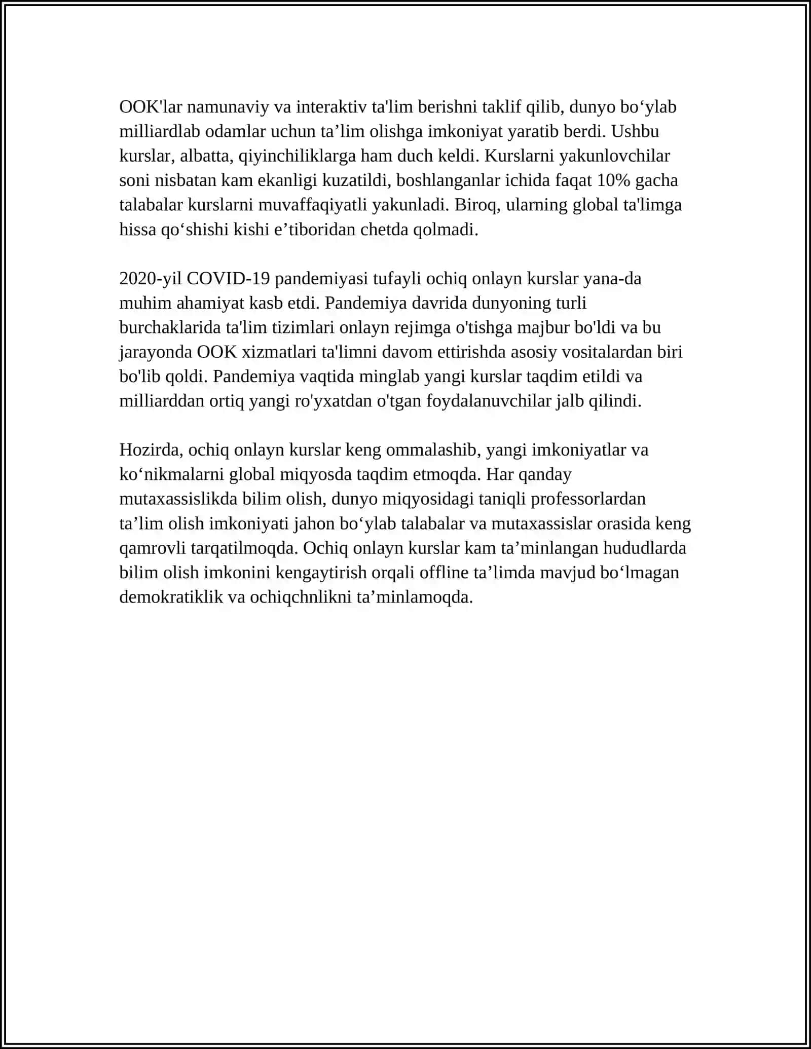OMMAVIY OCHIQ ONLAYN KURSLAR 4