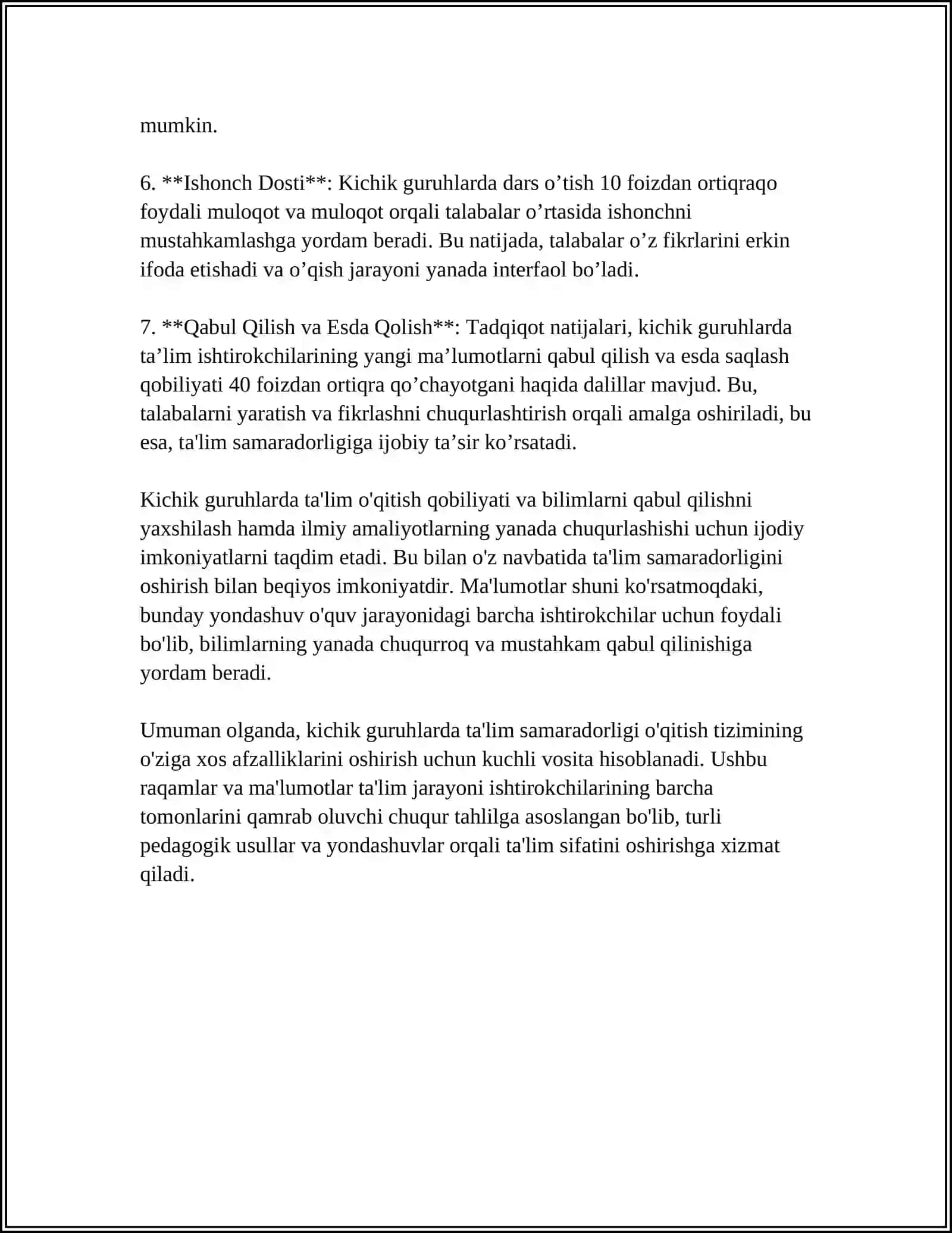 Gospital pedagogikani kichik guruhlarda yoki individual tashkil etishning xususiyatlari va ta'lim texnologiyalarni qo'llash usullari 4