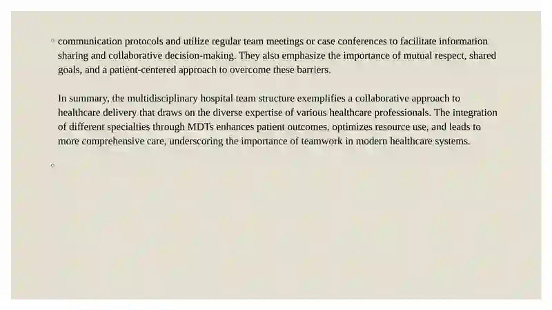 Roles in a Hospital Team 4
