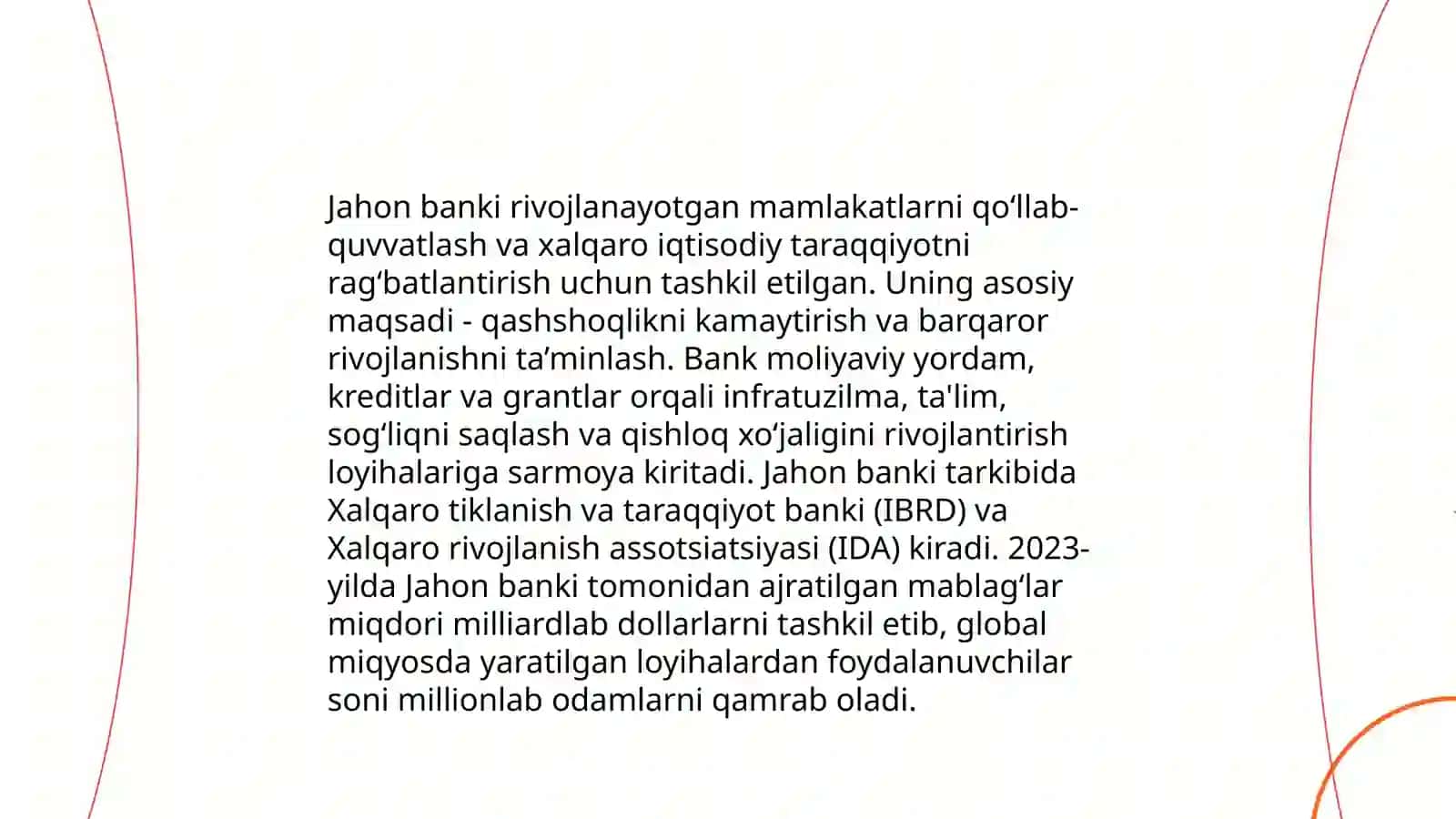 Xalqaro iqtisodiy tashkilotlar va ularning jahon iqtisodiyotida tutgan o‘rni (Jahon banki va XVF) 4