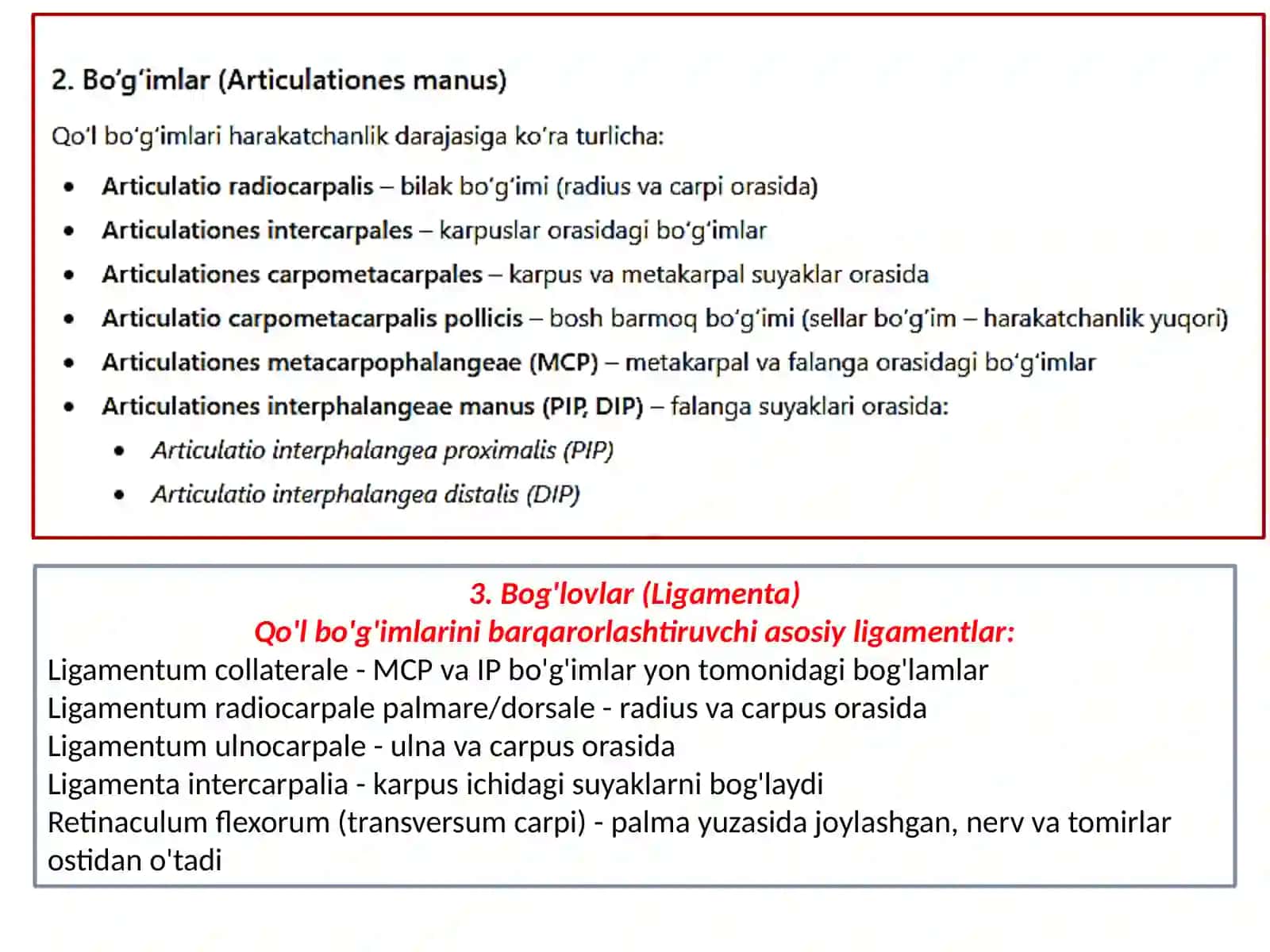 Operativ xirurgiya va topografik fanidan Qo‘l va oyoq bo‘g‘imlari klinika anatomiyasi va ulardan bajariladigan zamonaviy opertsiyalar 4