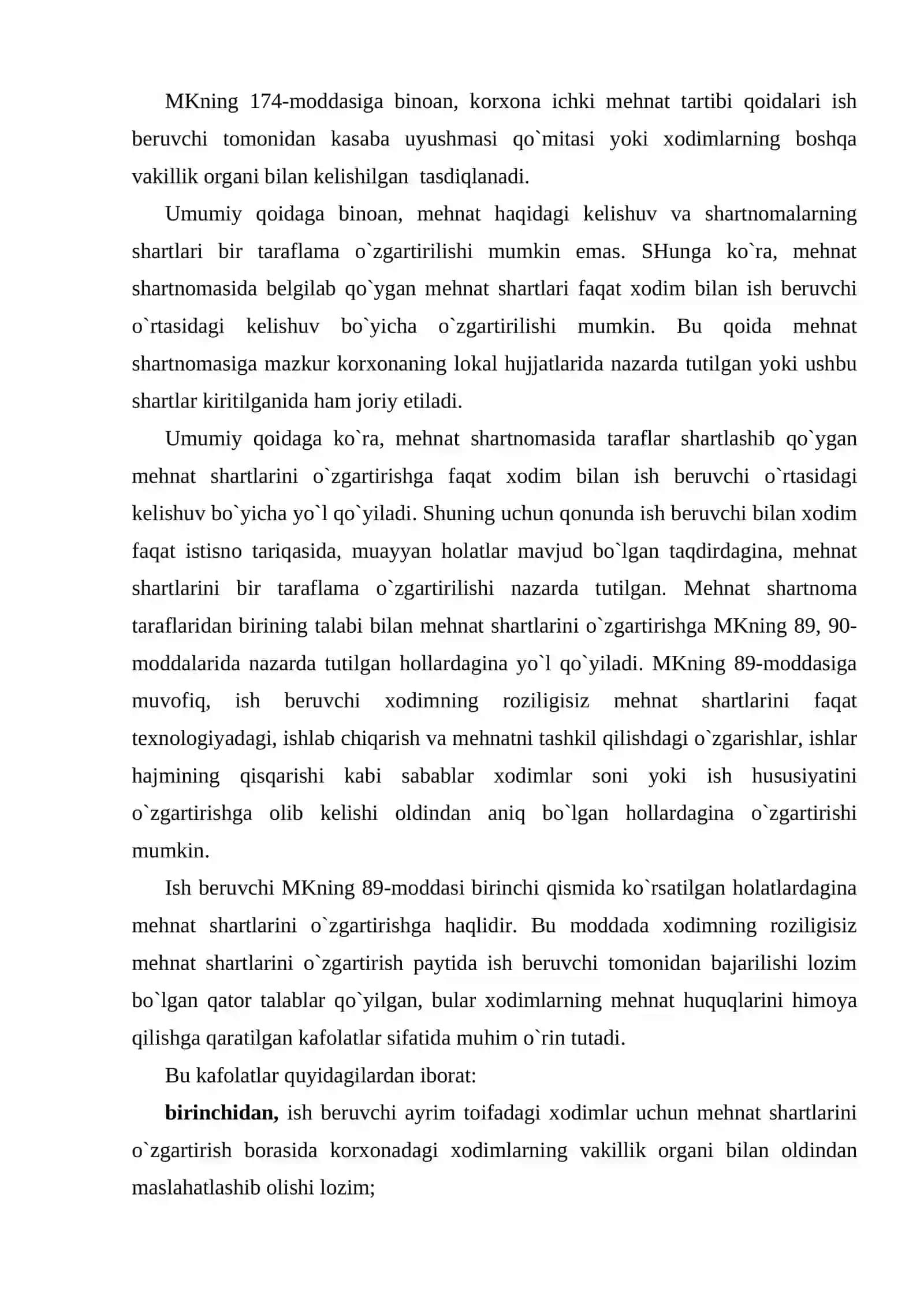 Mehnat shartnomasini o`zgartirish 4