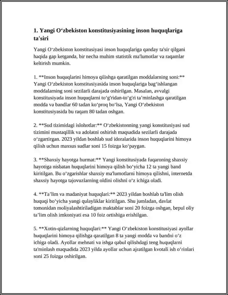 YANGI OʻZBEKISTON INSON HAQ HUQUQLARI VA ERKINLIKLARI KAFOLATINING YARATILISHI 4