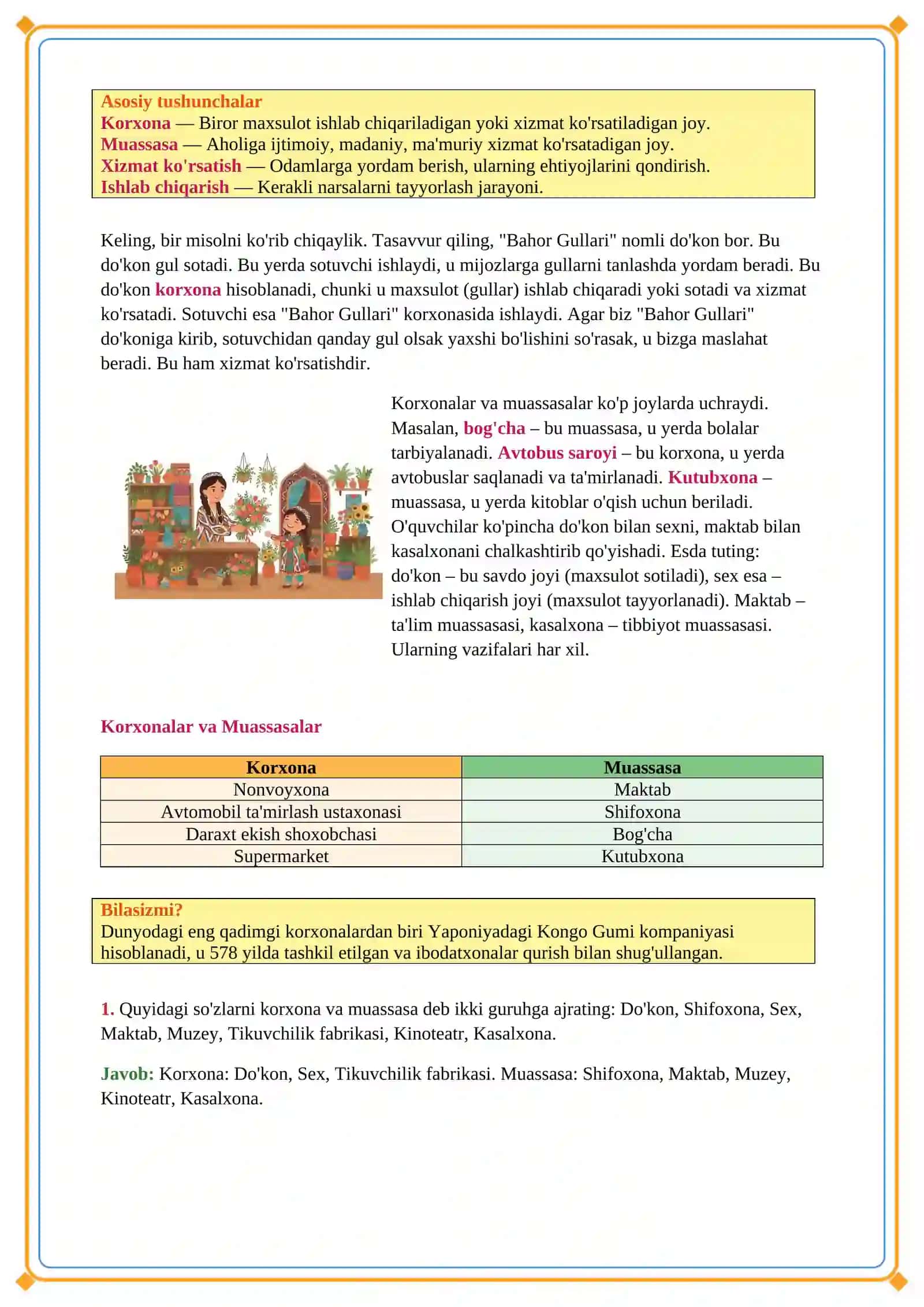 Lesson on Korxonalar,muassasalar 4
