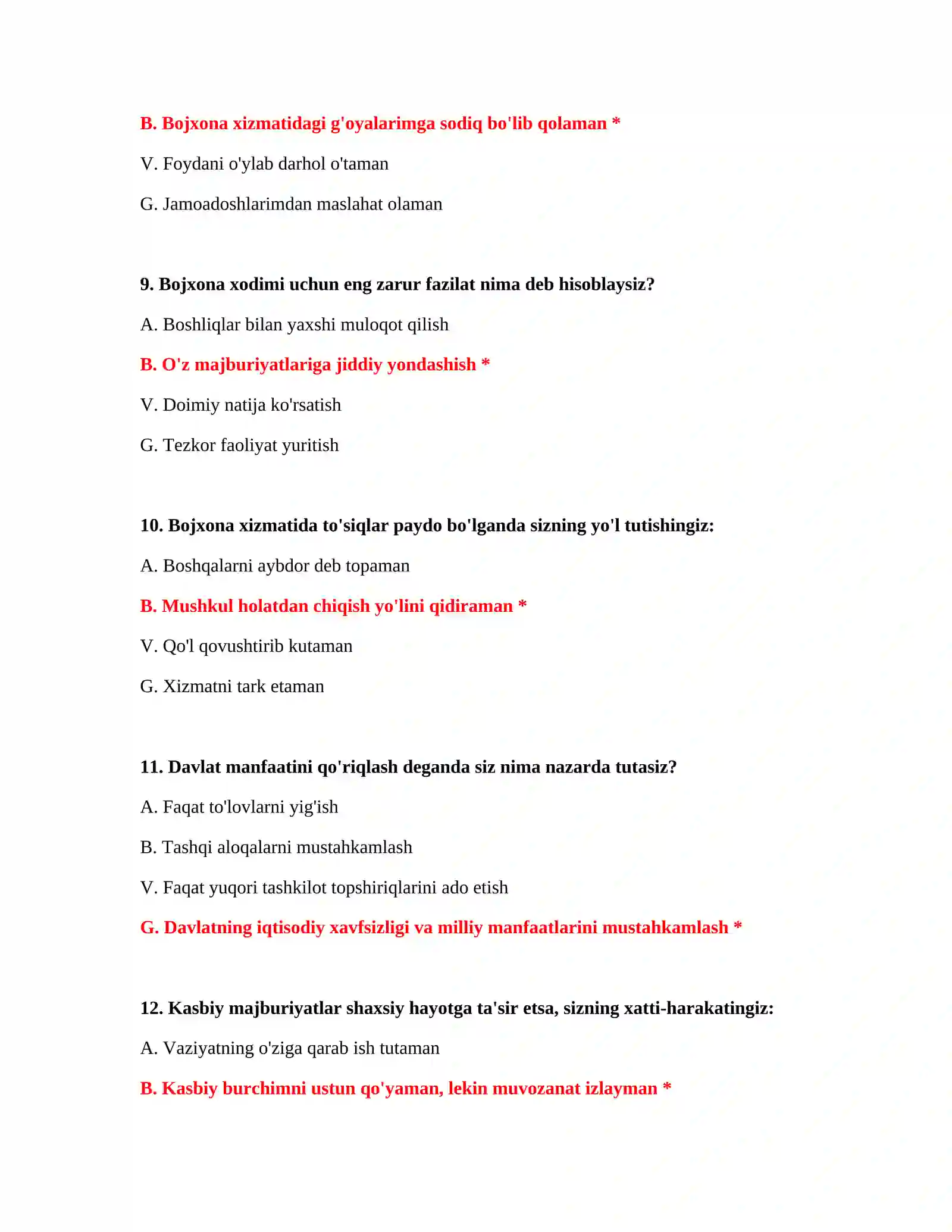 Bojxona IQ test online 4