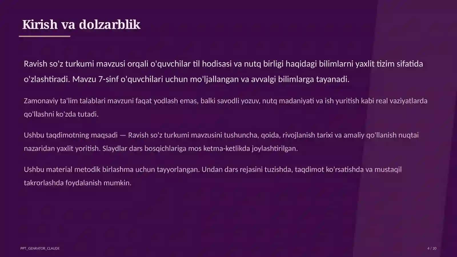 Ravish so'z turkumi (7-sinf) 4