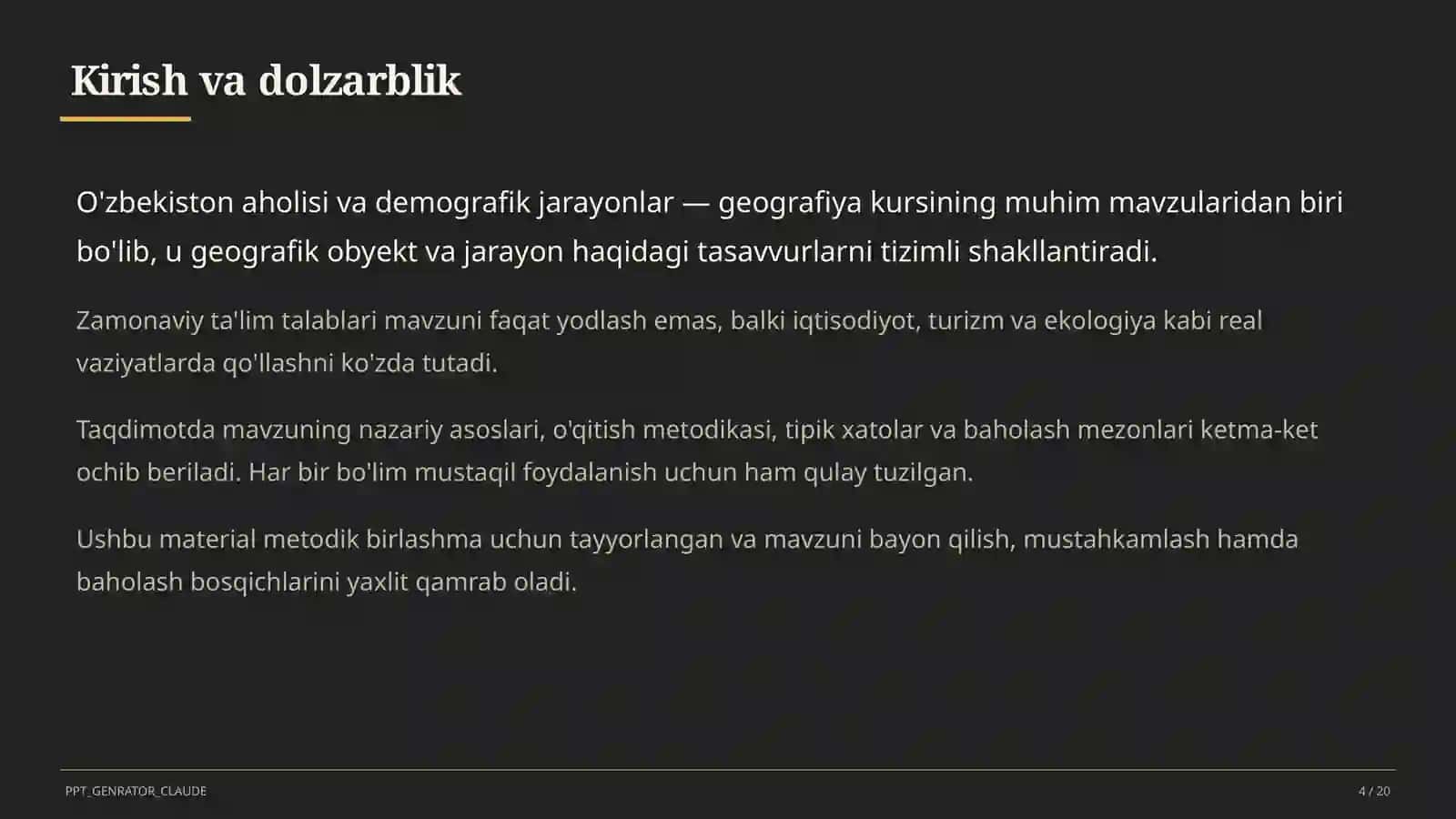 O'zbekiston aholisi va demografik jarayonlar (9-sinf) 4