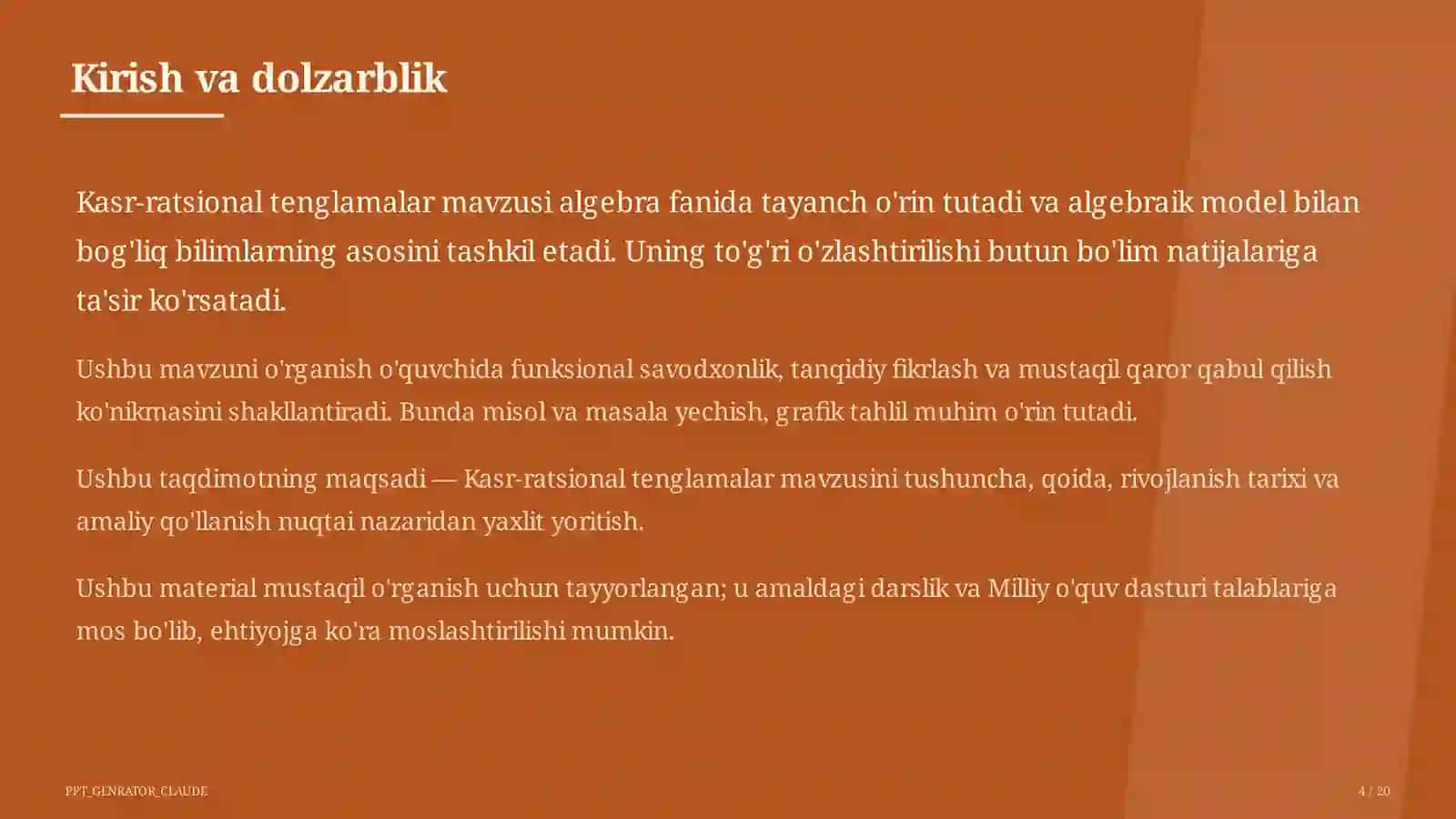 Kasr-ratsional tenglamalar (8-sinf) 4