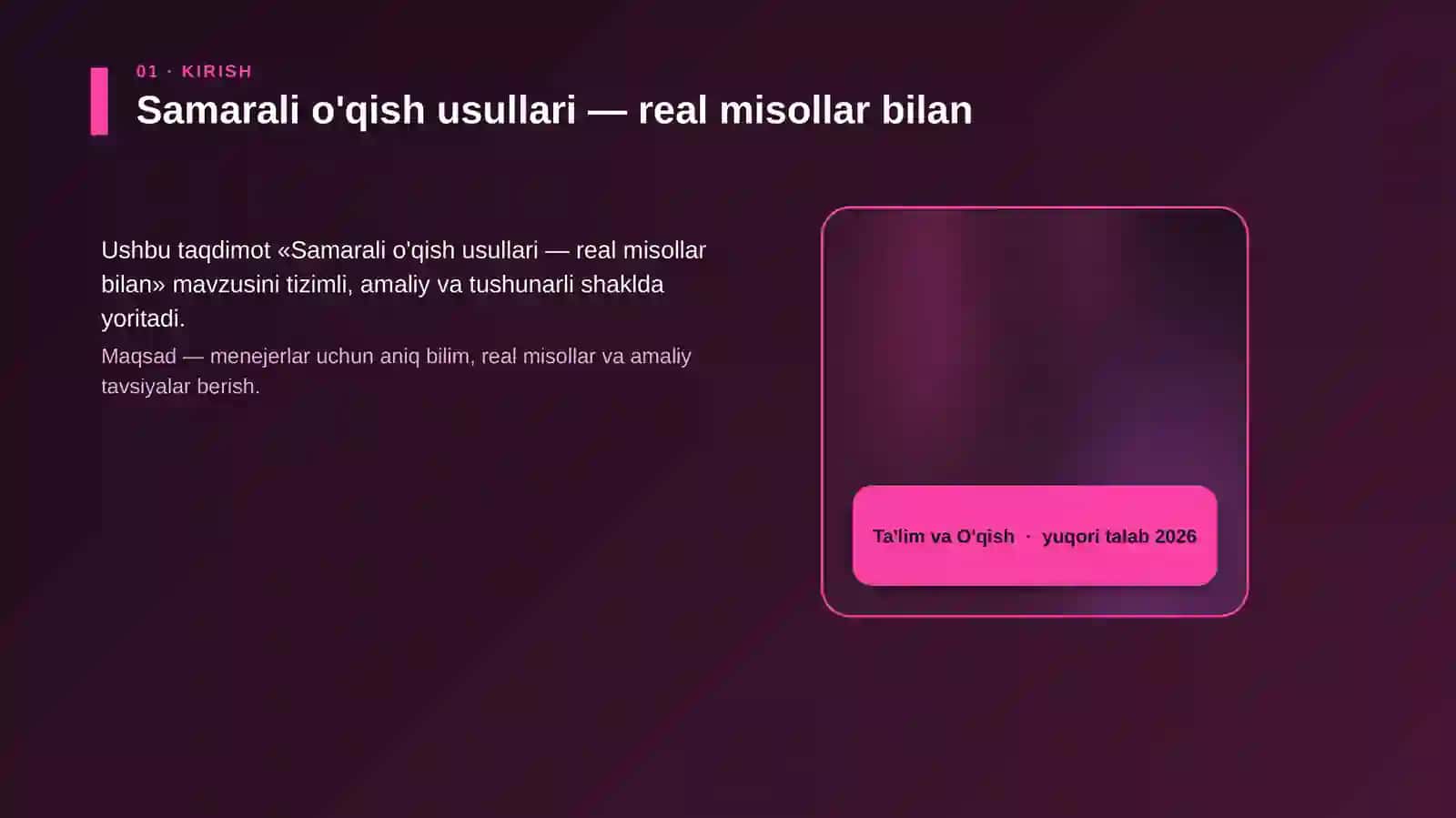 Samarali o'qish usullari — real misollar bilan 4