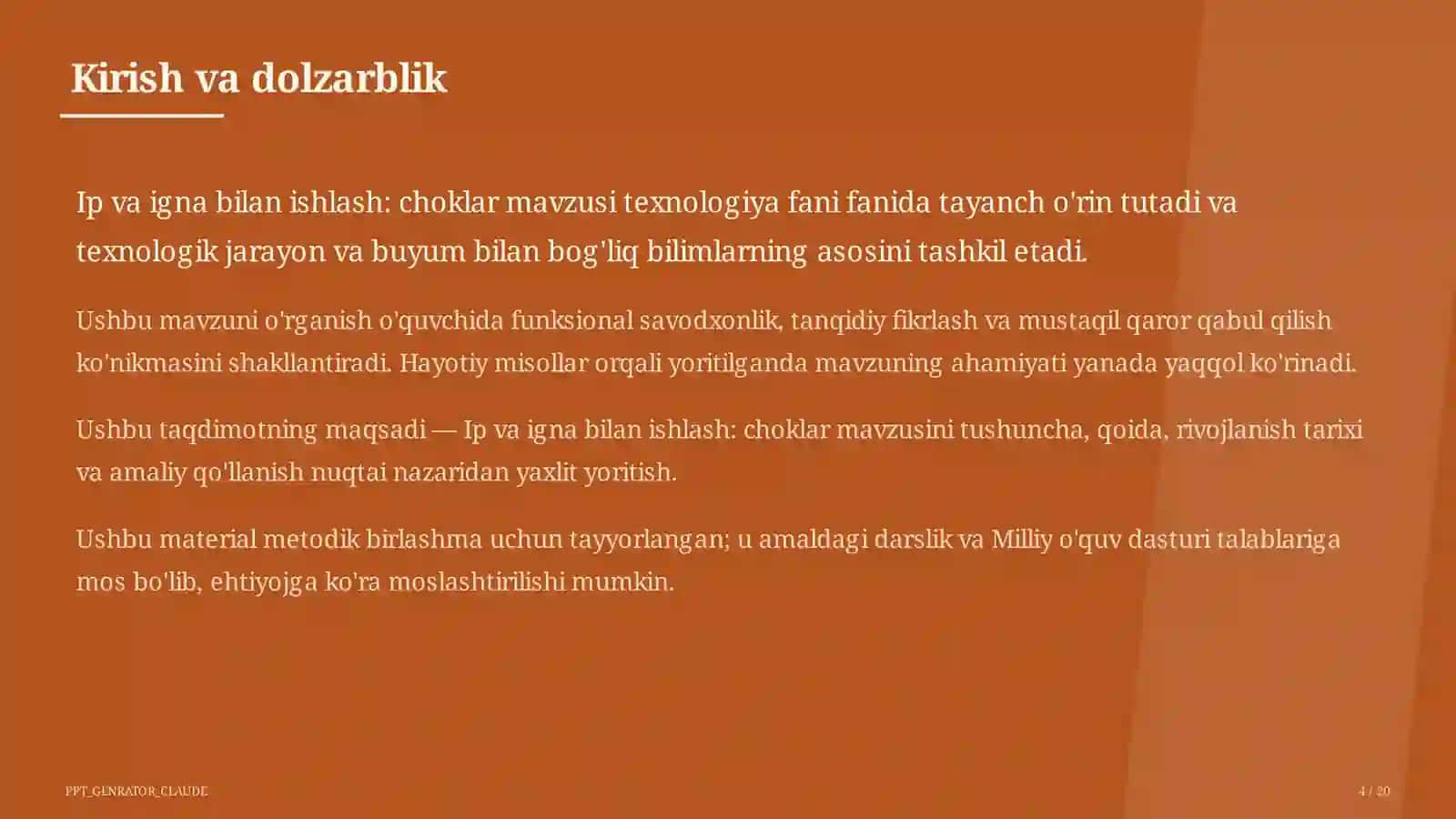 Ip va igna bilan ishlash: choklar (3-sinf) 4