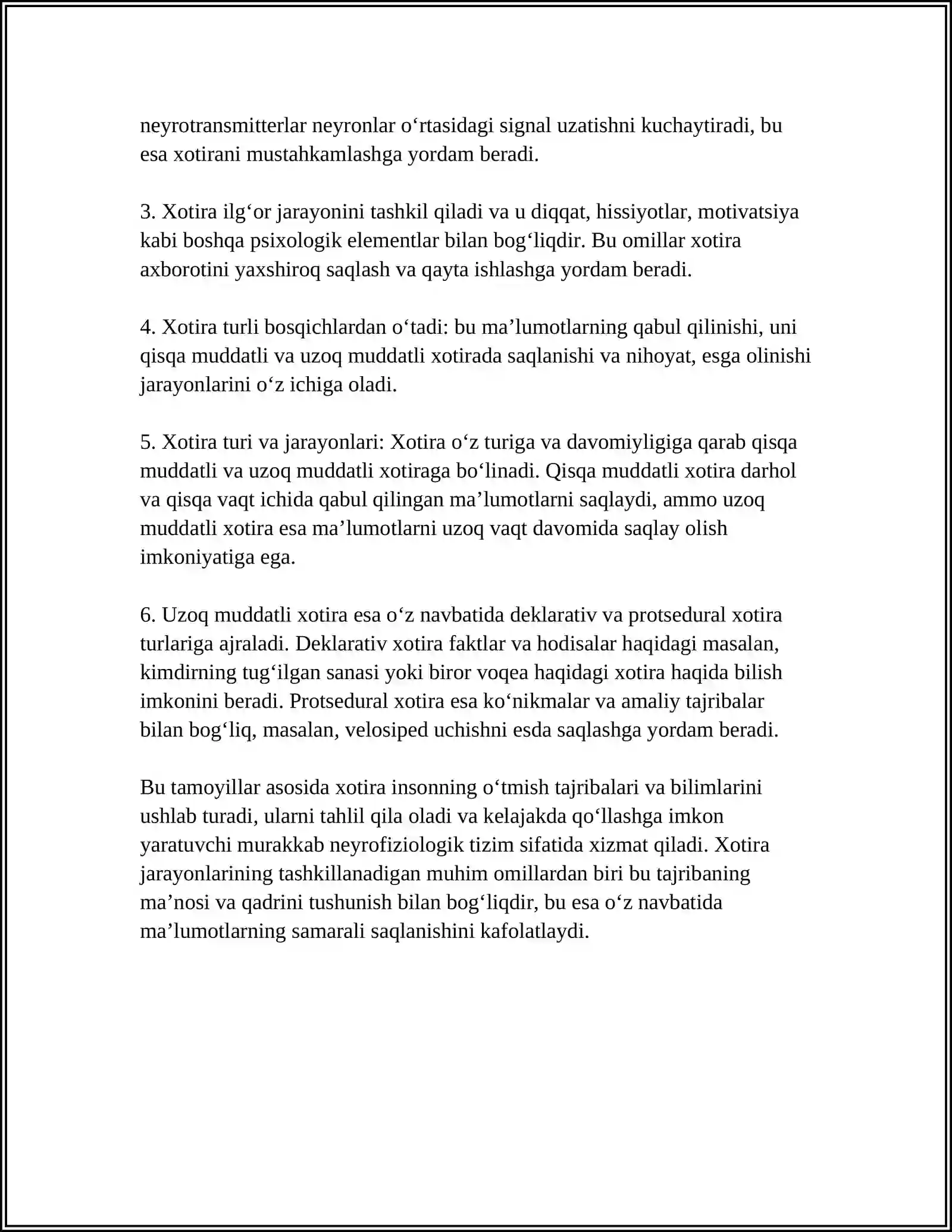 XOTIRA HAQIDA TUSHUNCHA VA UNING NERV-FIZIOLOGIK ASOSI 4