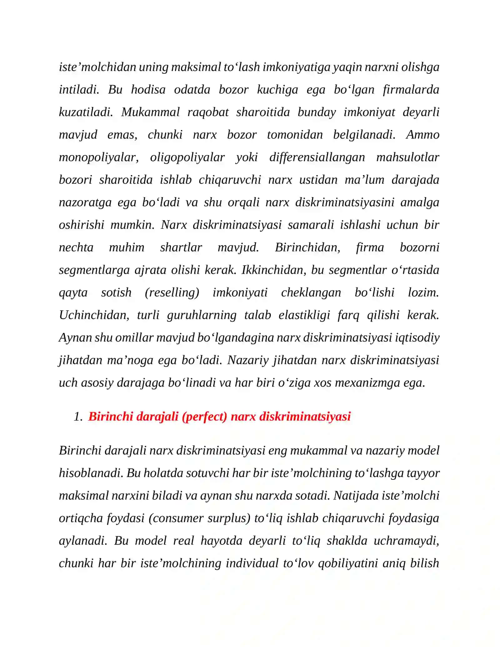 Narx diskriminatsiyasi va dinamik narxlash strategiyalarining bozor samaradorligiga ta‘siri 4