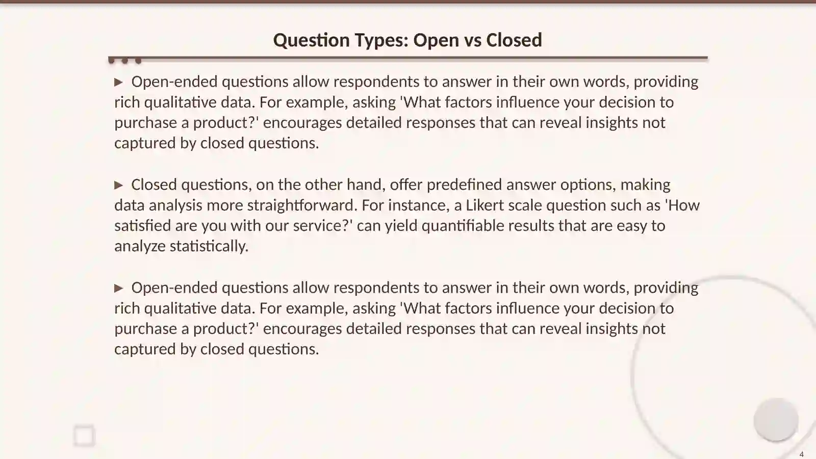 Designing questionnaires 4