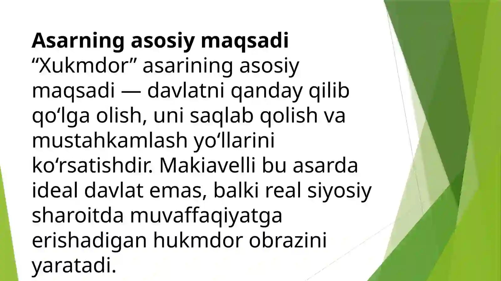 Makiavellining "Xukmdor" asari boyicha 4