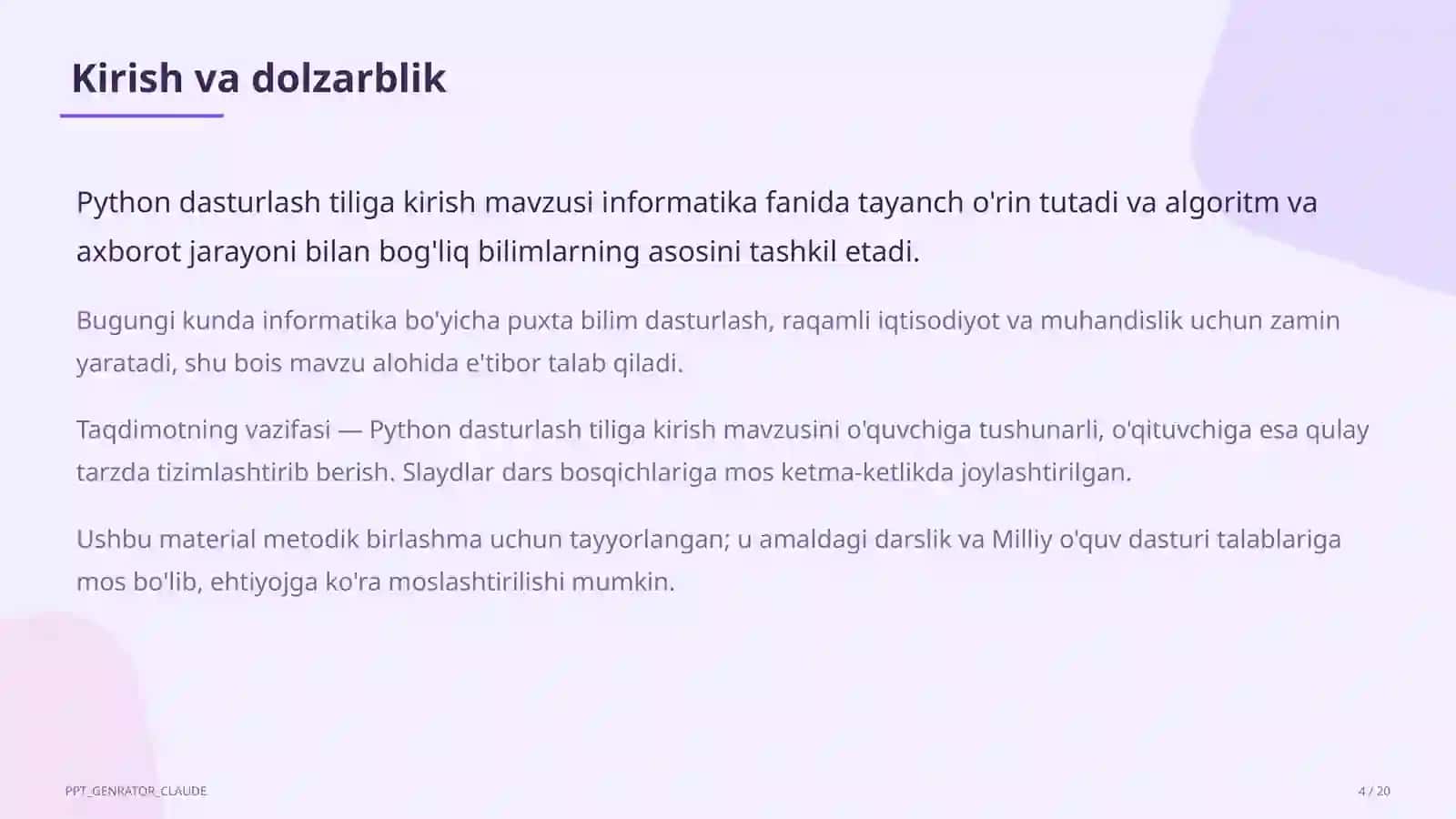 Python dasturlash tiliga kirish (8-sinf) 4