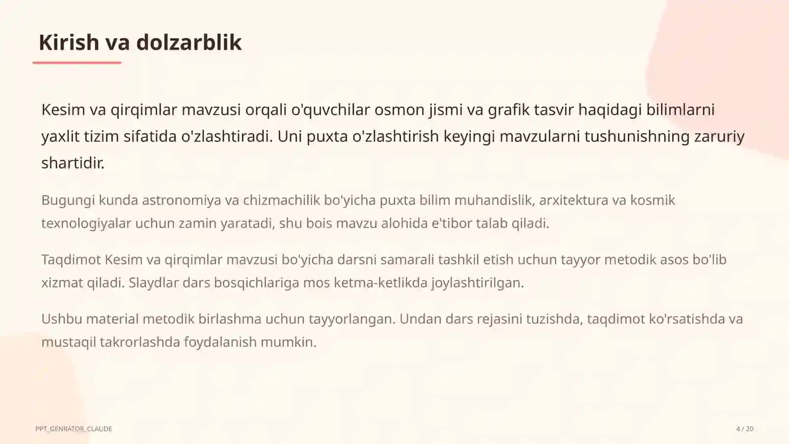 Kesim va qirqimlar (9-sinf) 1