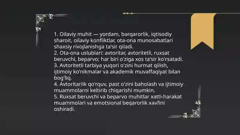 Shaxsnu evolyutsion rivojlanishiga tasir etuvchi omillar 4